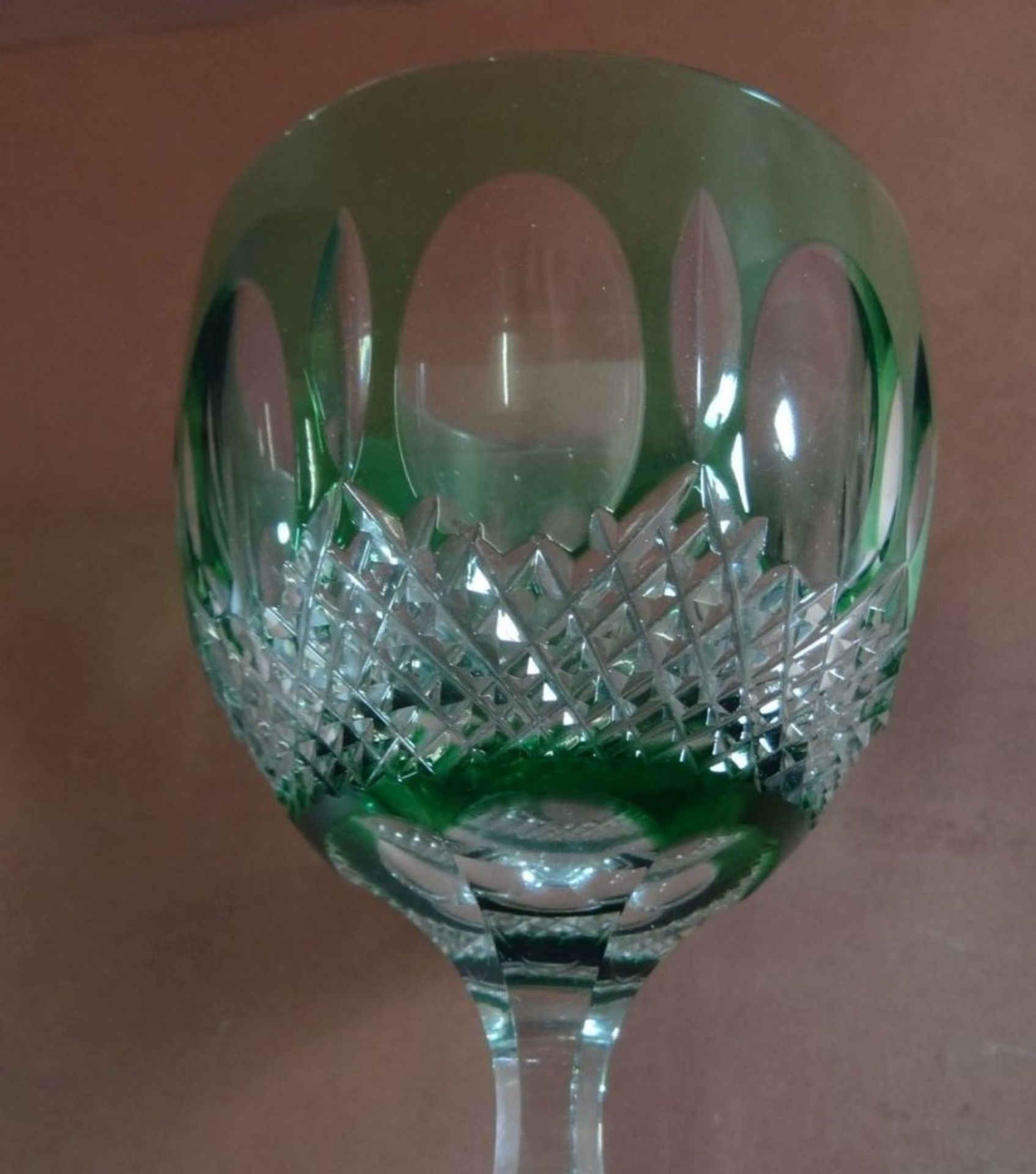 Jugendstil-Weinglas, grün, H-20,5 cm - Bild 3 aus 6