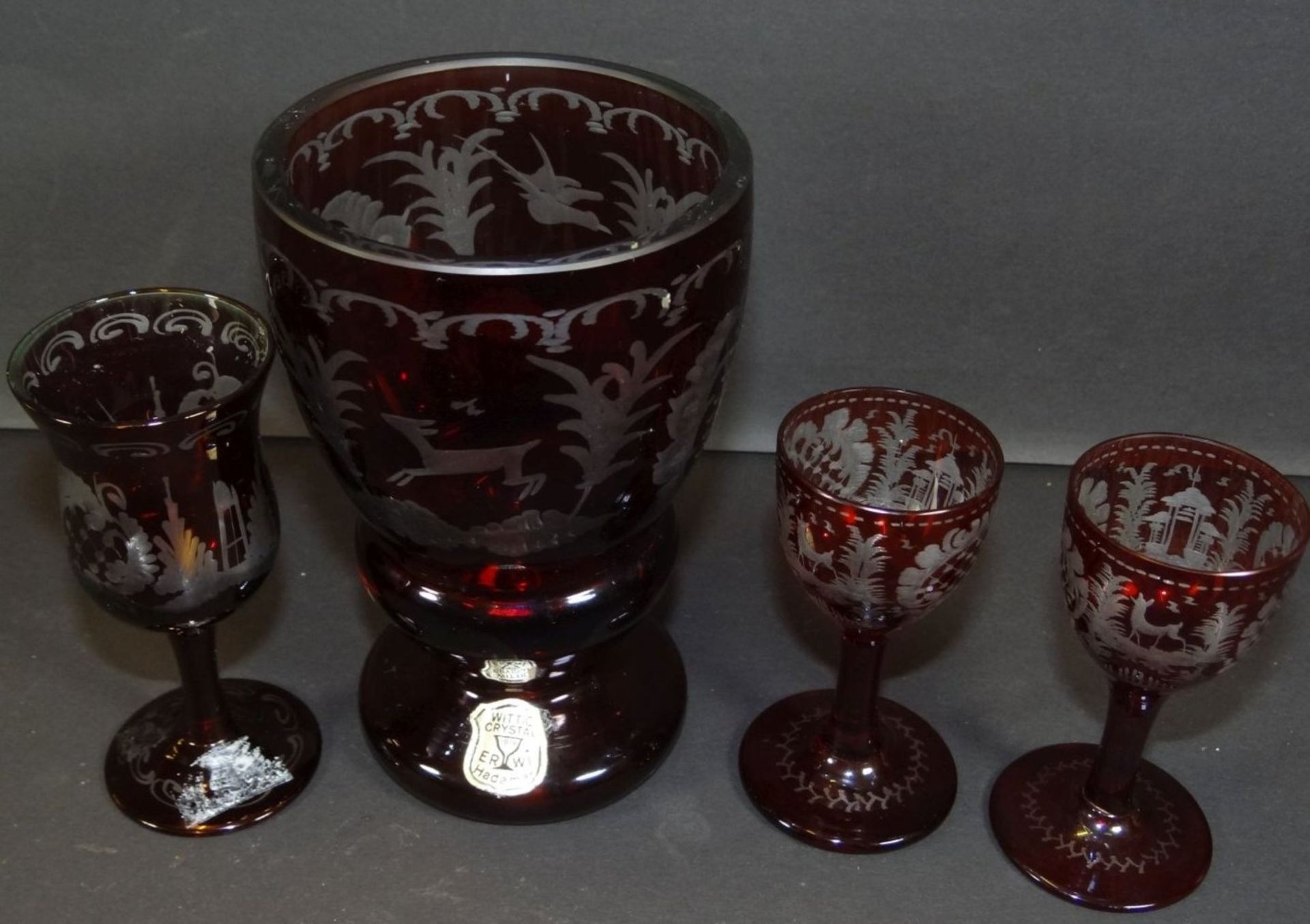 4x Rubinglas mit Barockschliff, 20.Jhd.,H-max. 13,5 cm - Bild 3 aus 8