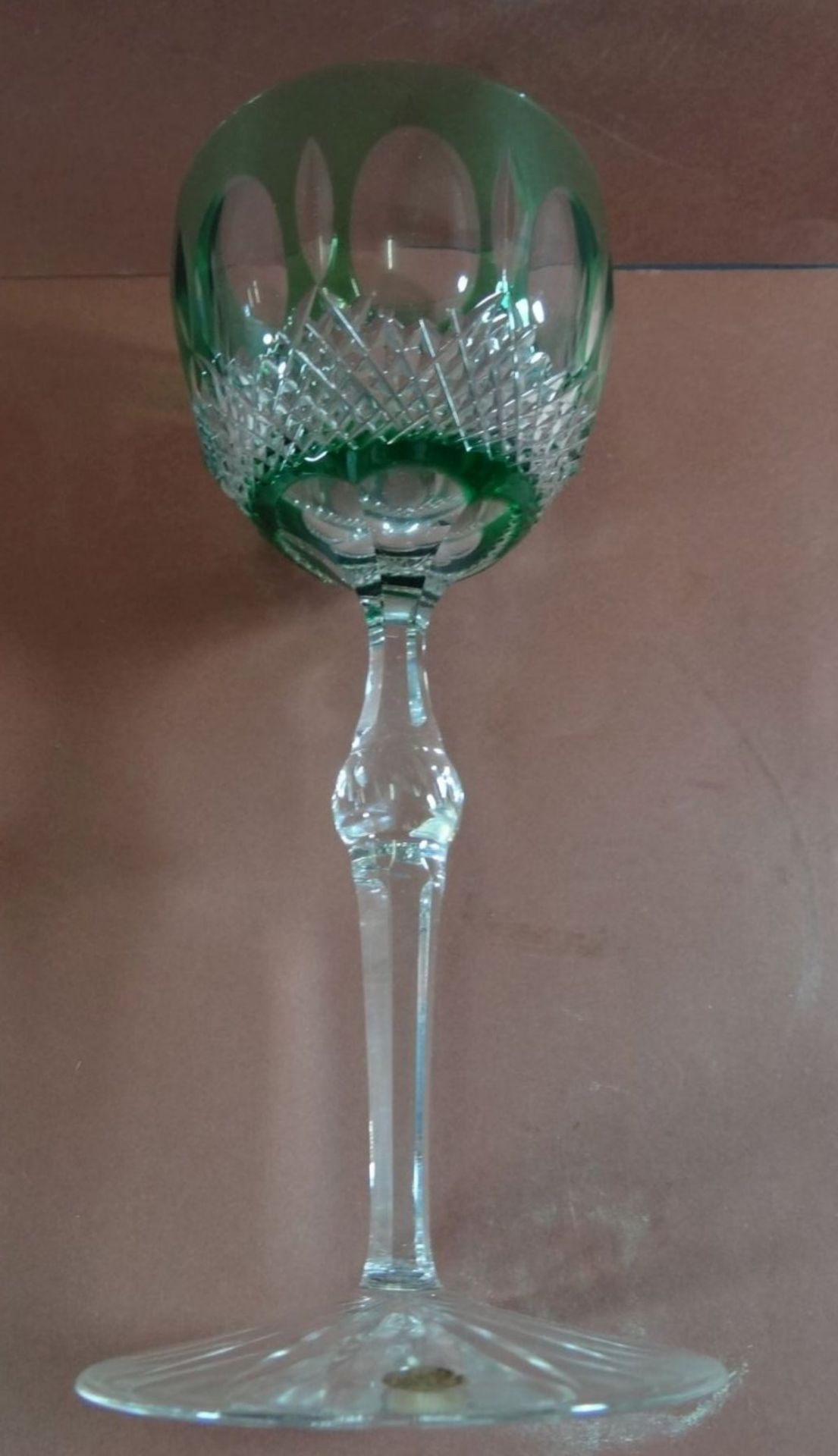 Jugendstil-Weinglas, grün, H-20,5 cm - Bild 5 aus 6