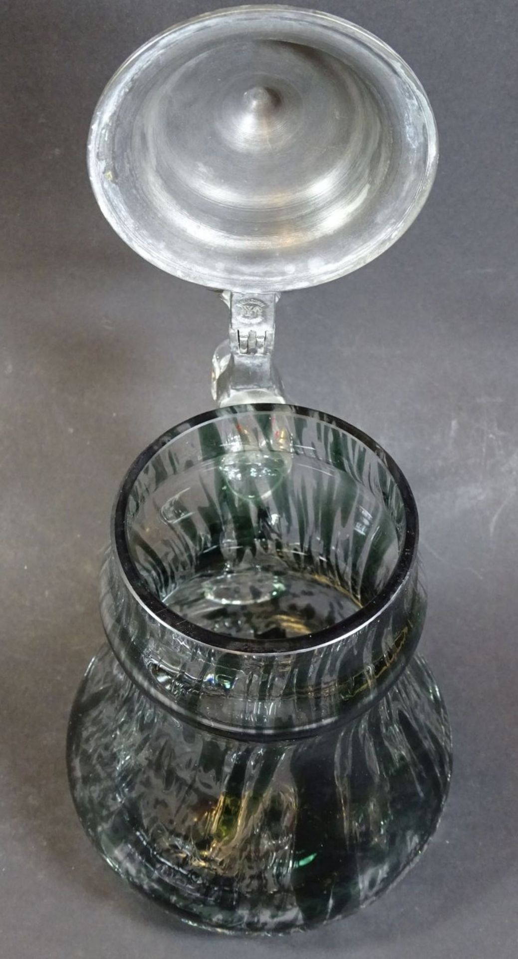 Jugendstil Bierkrug mit Zinndeckel "WMF", guter Zustand, H-20 cm - Bild 6 aus 8