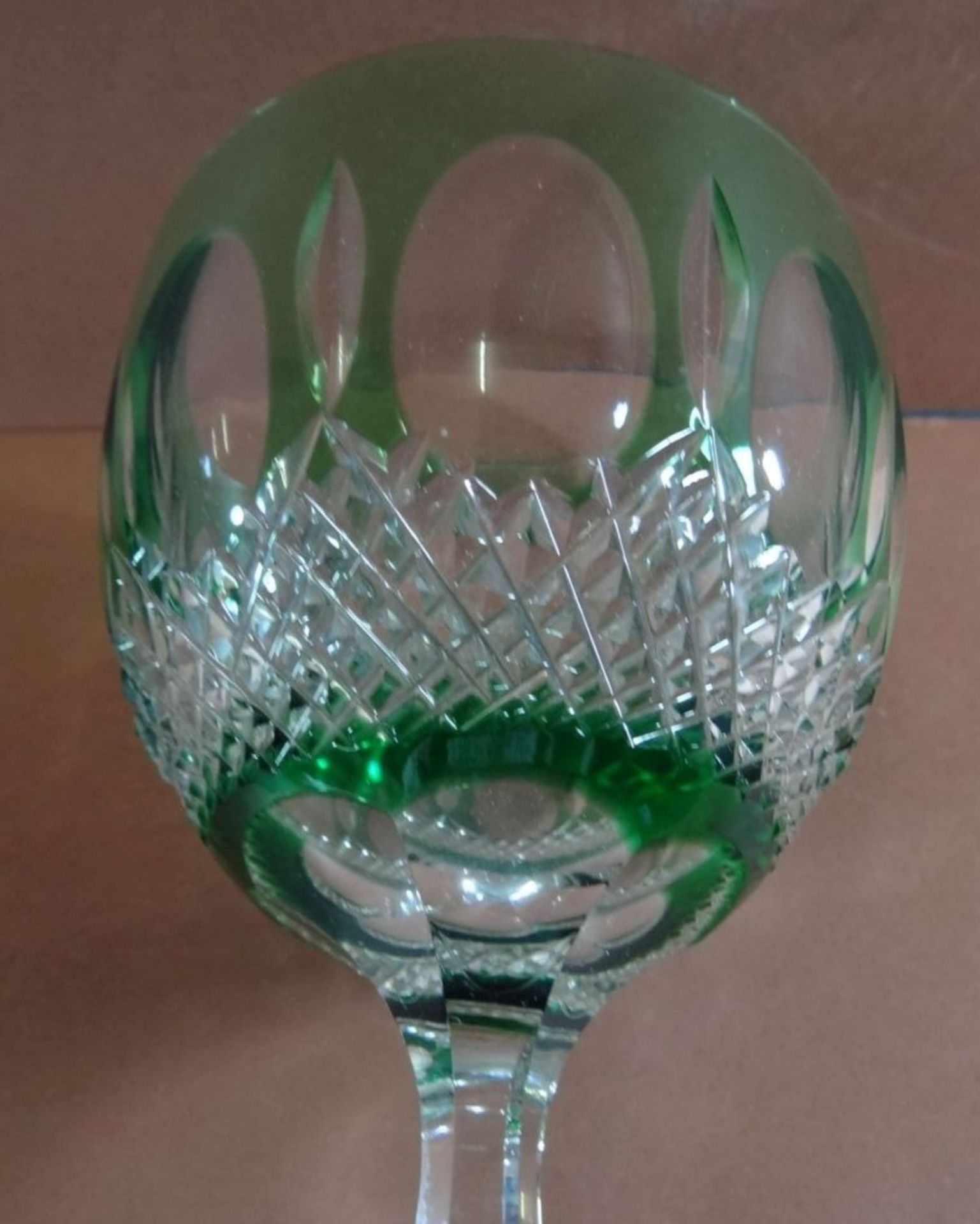 Jugendstil-Weinglas, grün, H-20,5 cm - Bild 6 aus 6