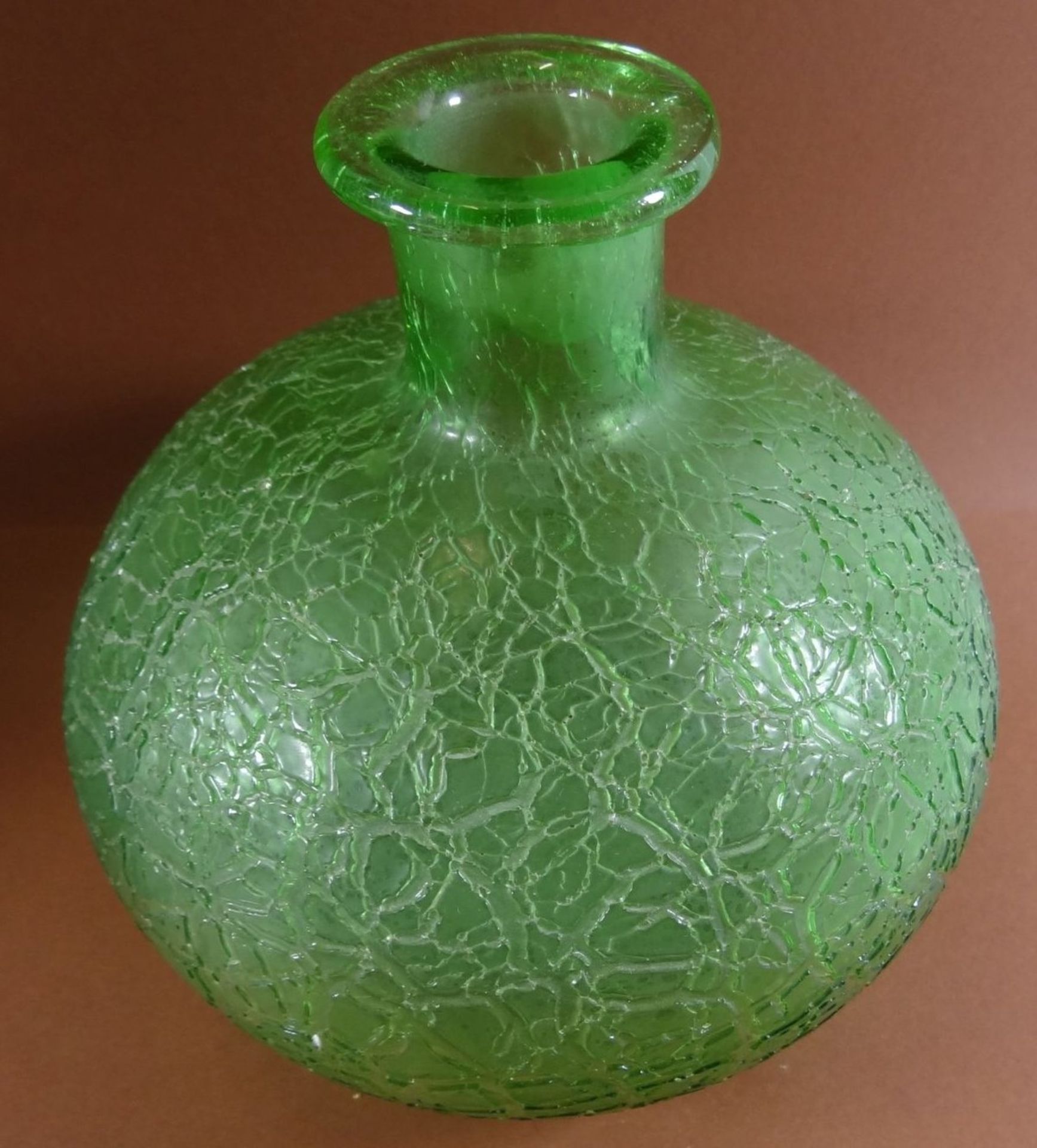 bauchige grüne Vase, wohl Loetz, H-14 cm, D-14 cm - Bild 3 aus 6