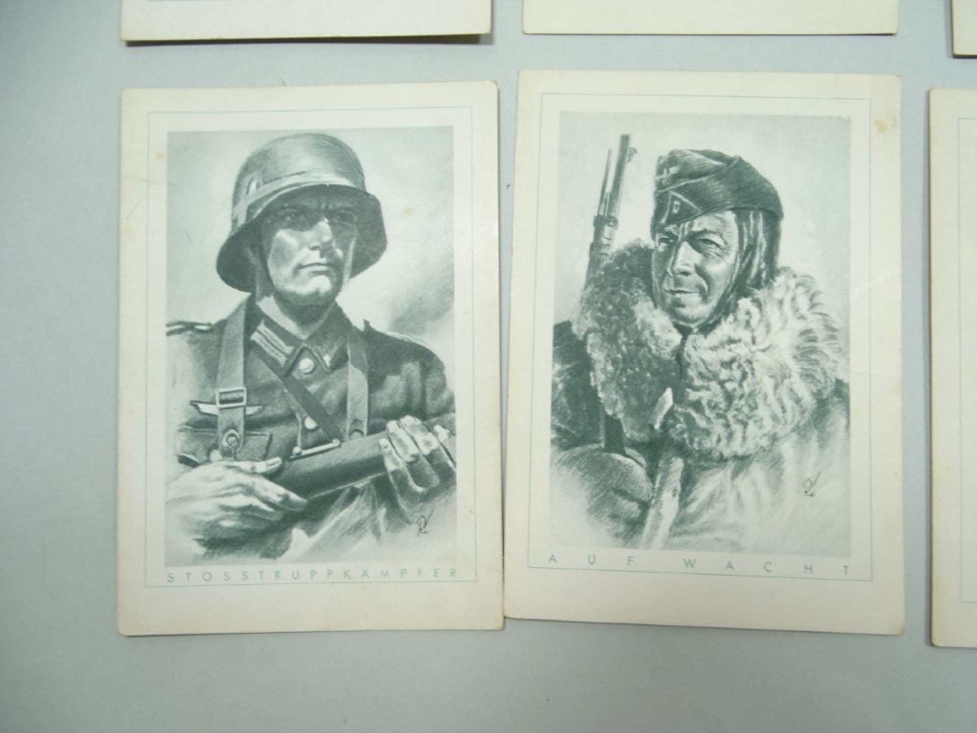 6 Postkarten mit Soldaten 2. WK, ungelaufen, Rückseiten teilweise bemalt - Bild 3 aus 5