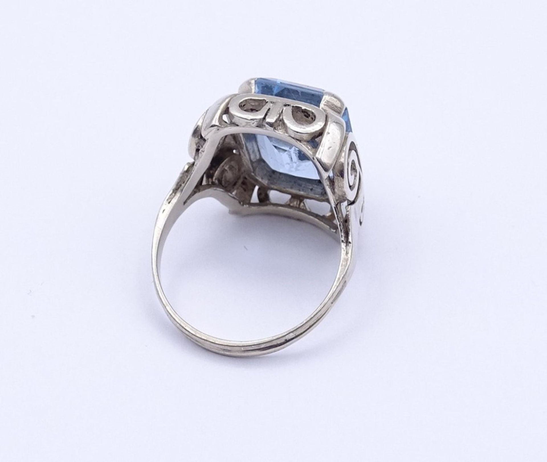 800er Silber Ring mit einen hellblauen facc. Edelstein, 7,4g., RG 57 - Bild 4 aus 4