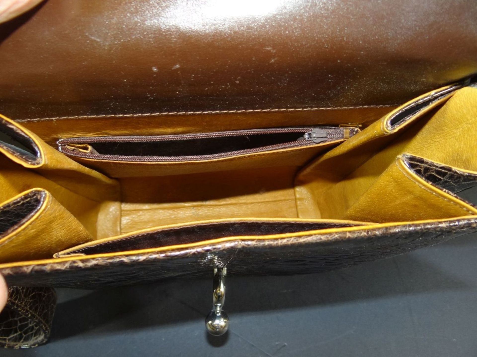 braune Schlangenleder-Handtasche, 22x22 cm - Bild 2 aus 4