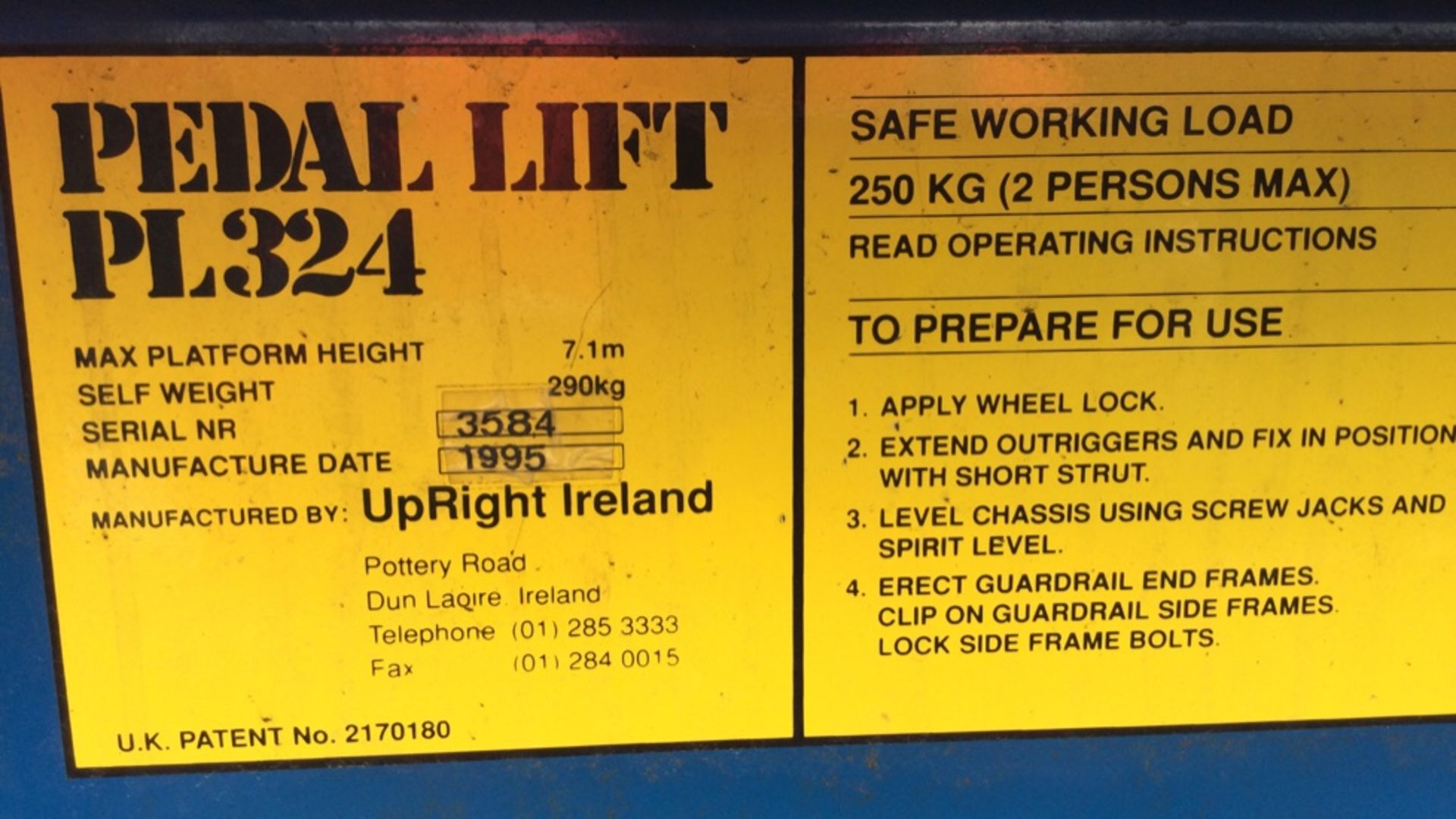 UpRight Pedal Lift PL324 Access Platform - Image 5 of 10