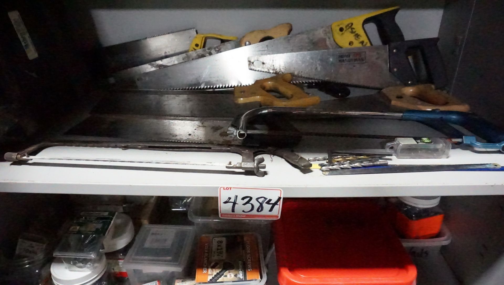 LOT - ELECTRIC STAPLE GUNS, CLAMPS, SAWS W/ 6' GREY CABINET - Image 3 of 3