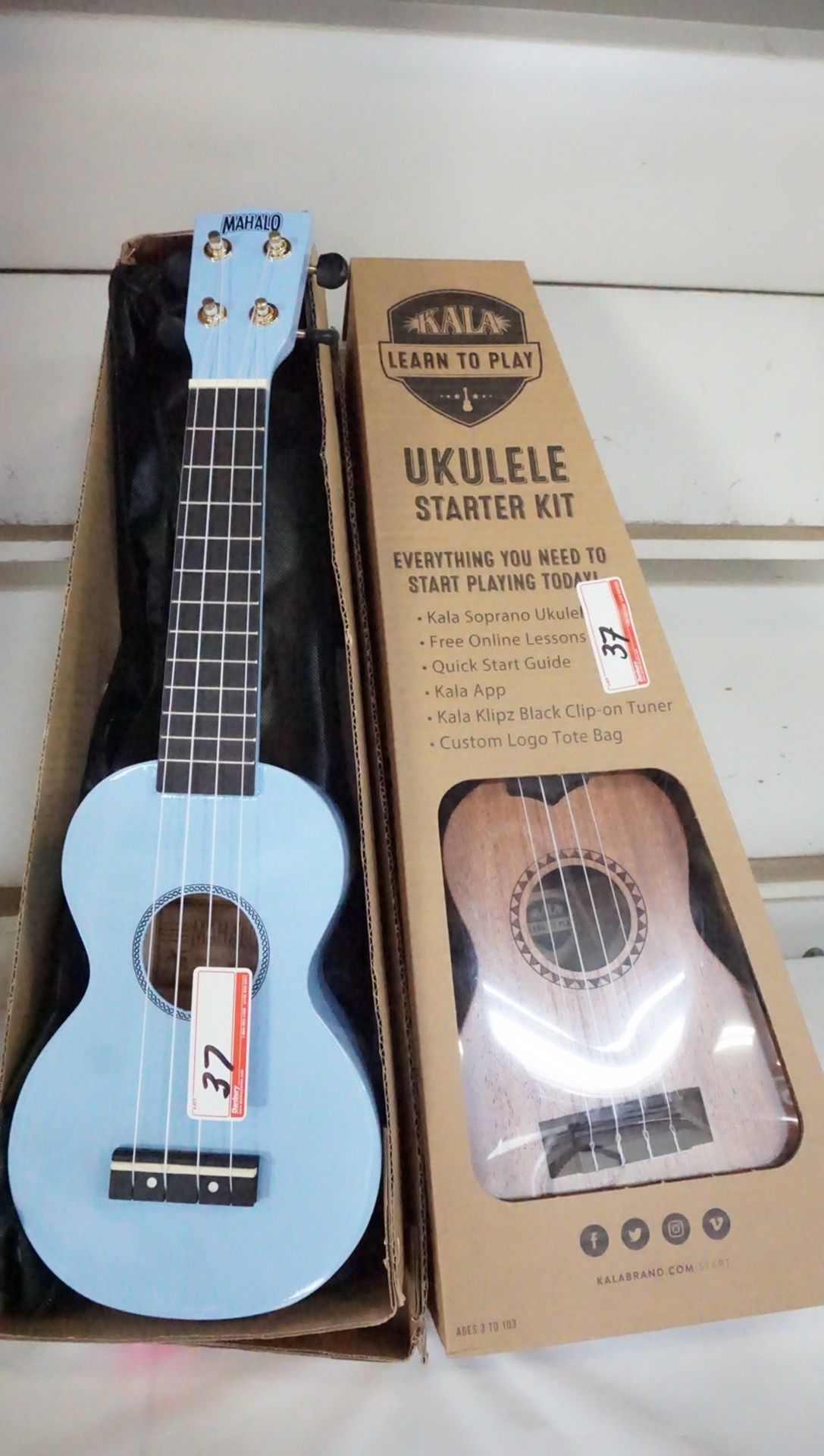 LOT - KALA KALA-LTP-S SOPRANO LEARN TO PLAY UKULELE STARTER KIT W/ MAHALO MRI-LBU RAINBOW LIGHT BLUE