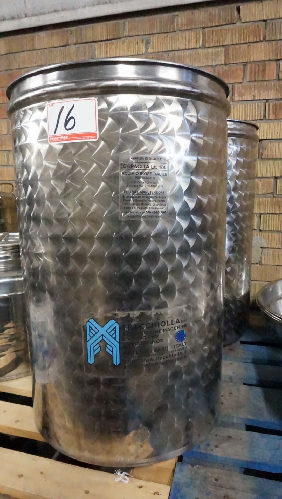 LOT - FRACCHIOLLA 100 LITRE STAINLESS CONTAINERS (2 UNITS)