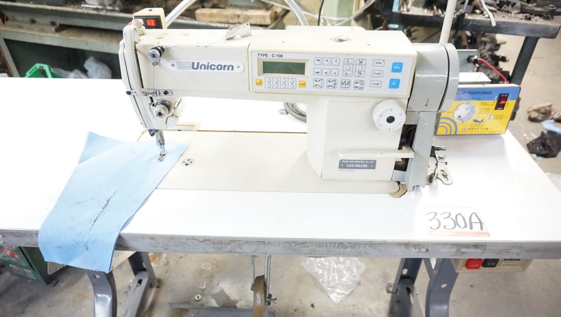 UNICORN LS2-H5100 SINGLE NEEDLE PROGRAMMABLE SEWING MACHINE, S/N 98123627
