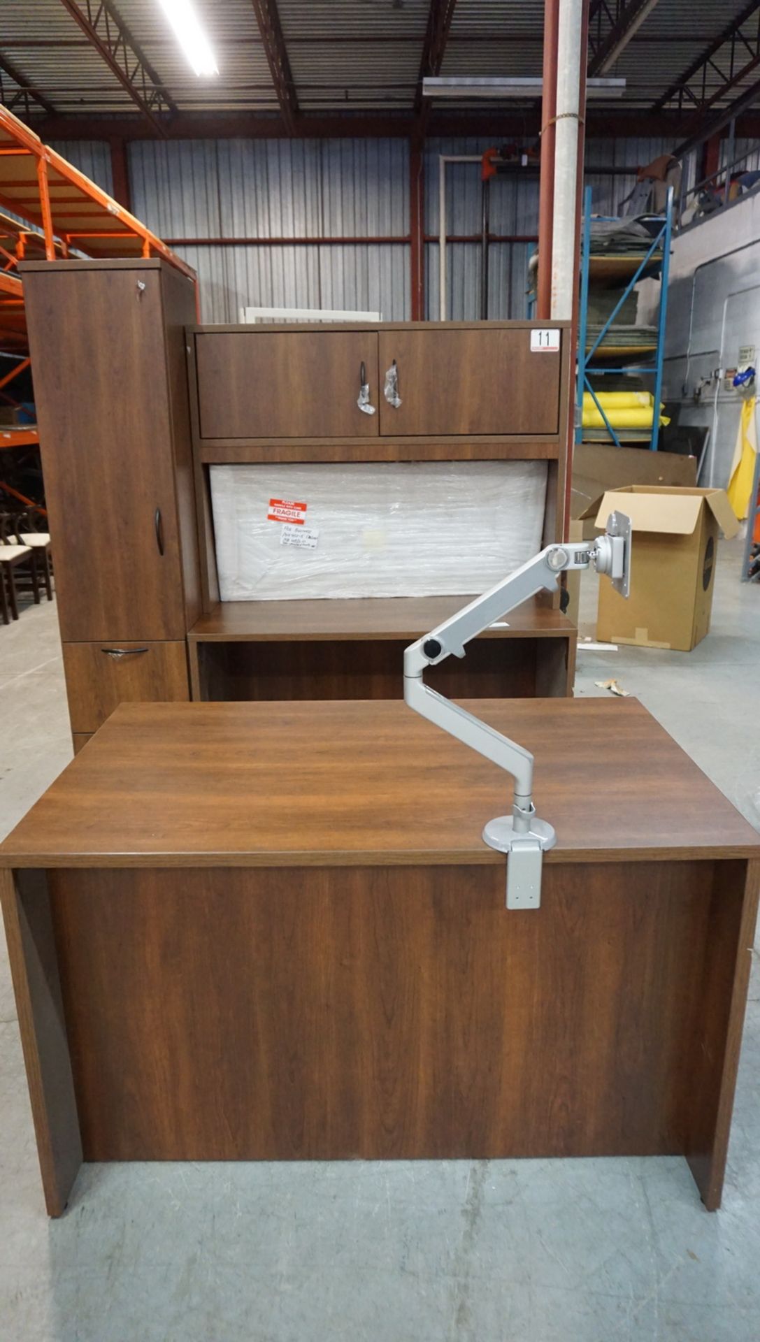 WALNUT 4'W X 30" DESK / COUNTER / CABINET