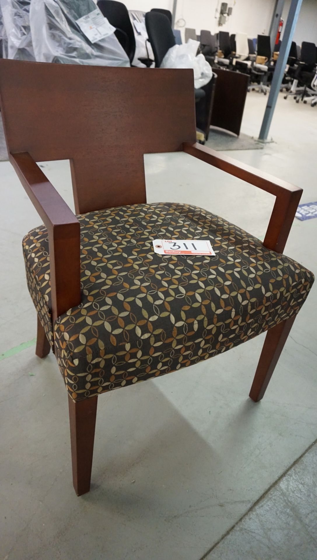 GIORGETTI CHERRY / BROWN PRINT FABRIC ARM CHAIR