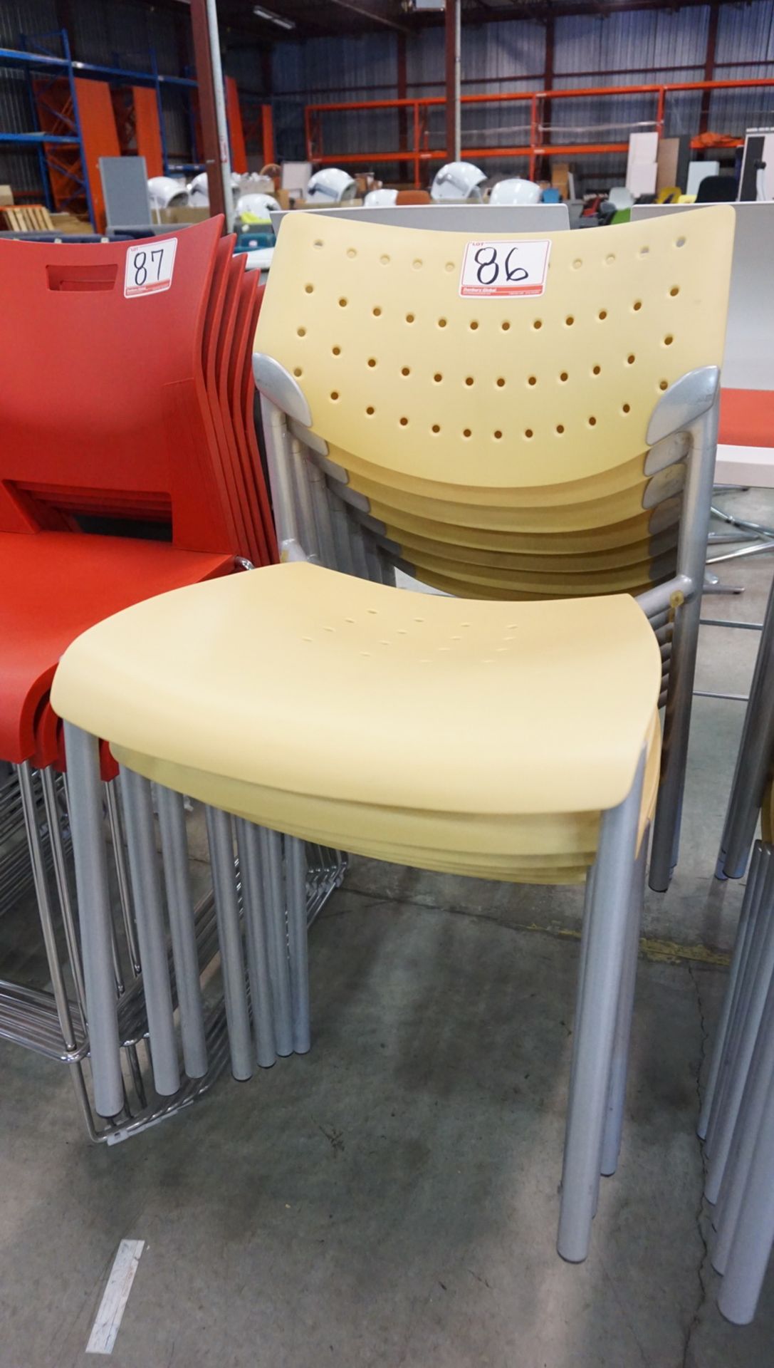 UNITS - KEILHAUER ALSO-3510 YELLOW PLASTIC STACKING CHAIRS