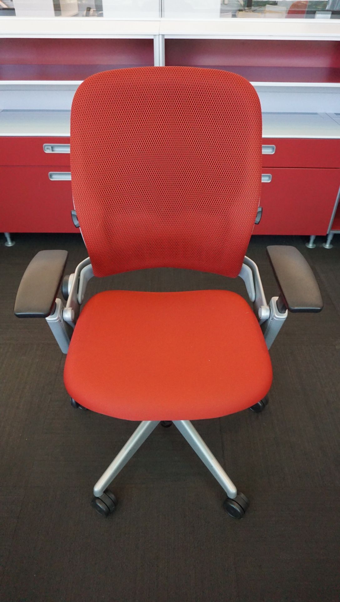 STEELCASE LEAP RED FABRIC ERGONOMIC OFFICE CHAIR
