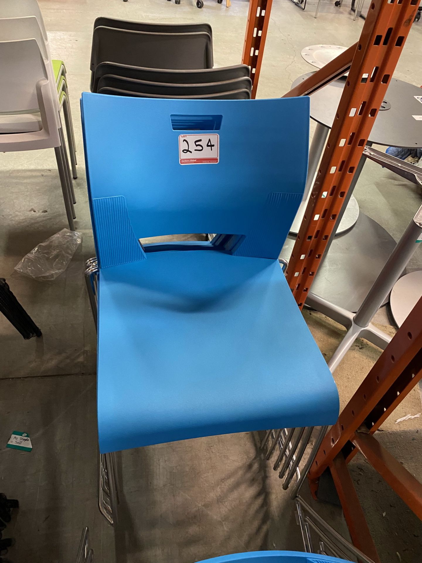 UNITS - GLOBAL LT BLUE & CHROME STACKING CHAIRS