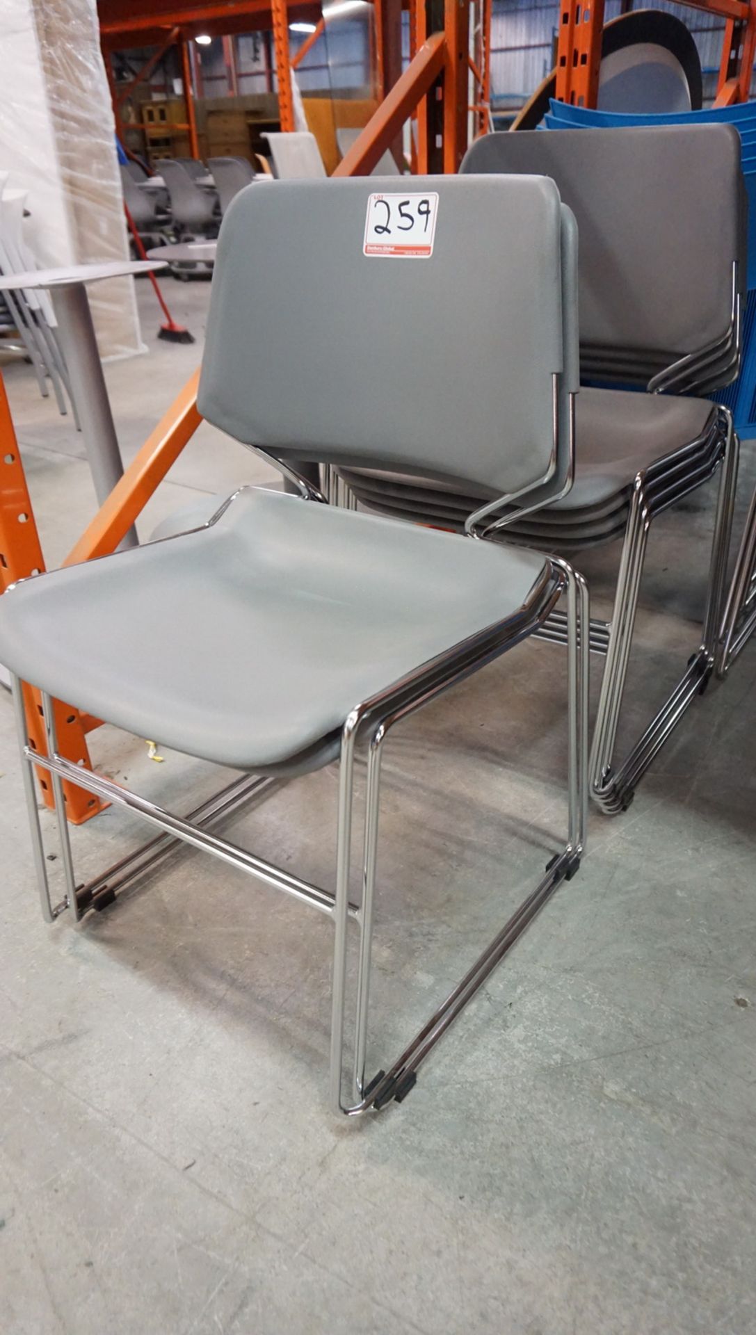 UNITS - GREY PLASTIC & CHROME STACKING CHAIRS
