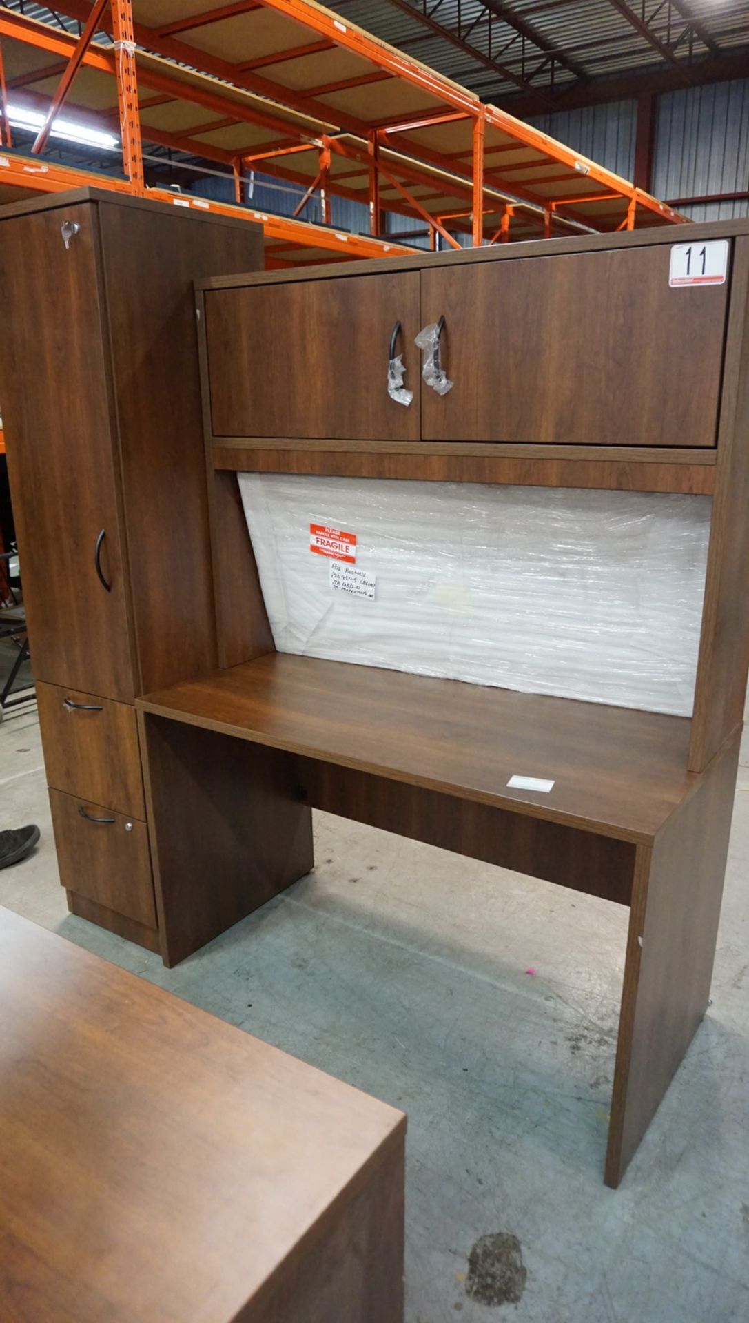 WALNUT 4'W X 30" DESK / COUNTER / CABINET - Image 2 of 2