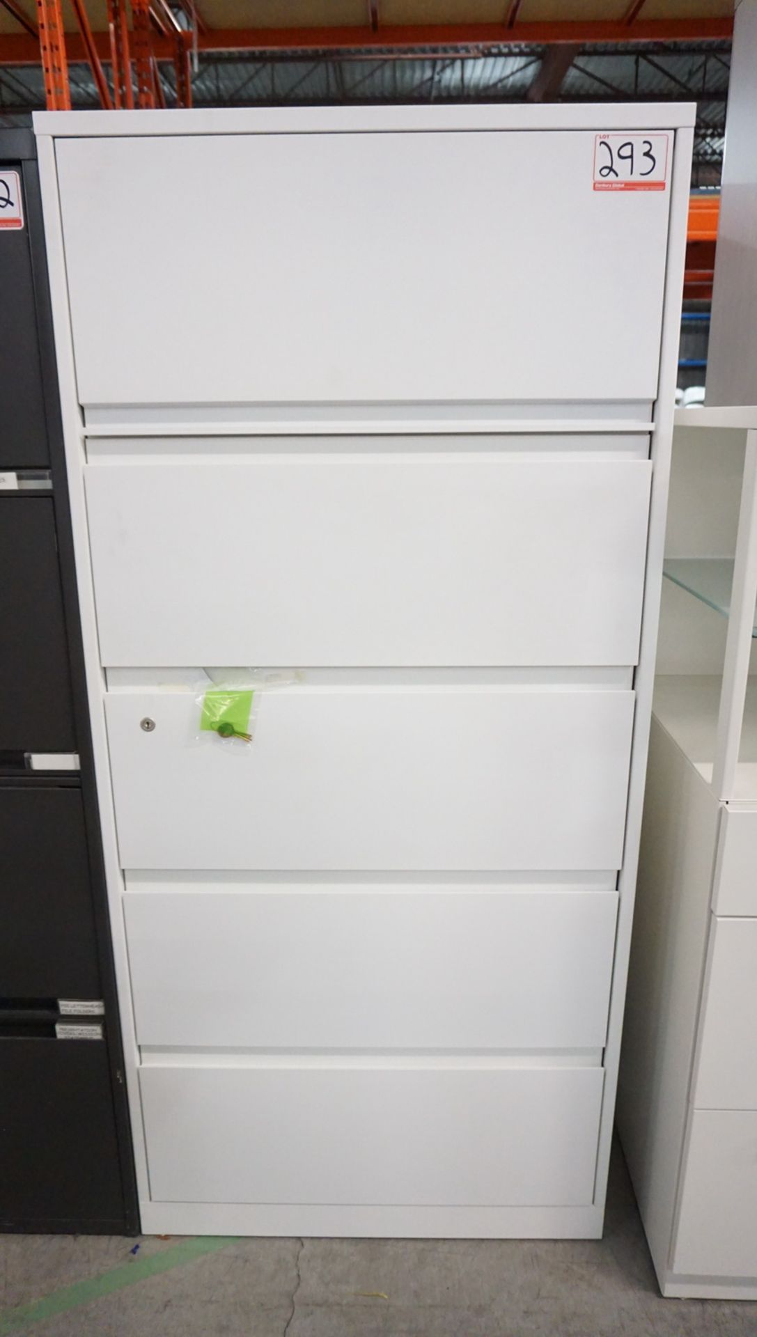 WHITE STEEL 5-DR 30 X 18 X 65.5" LATERAL FILE CABINET