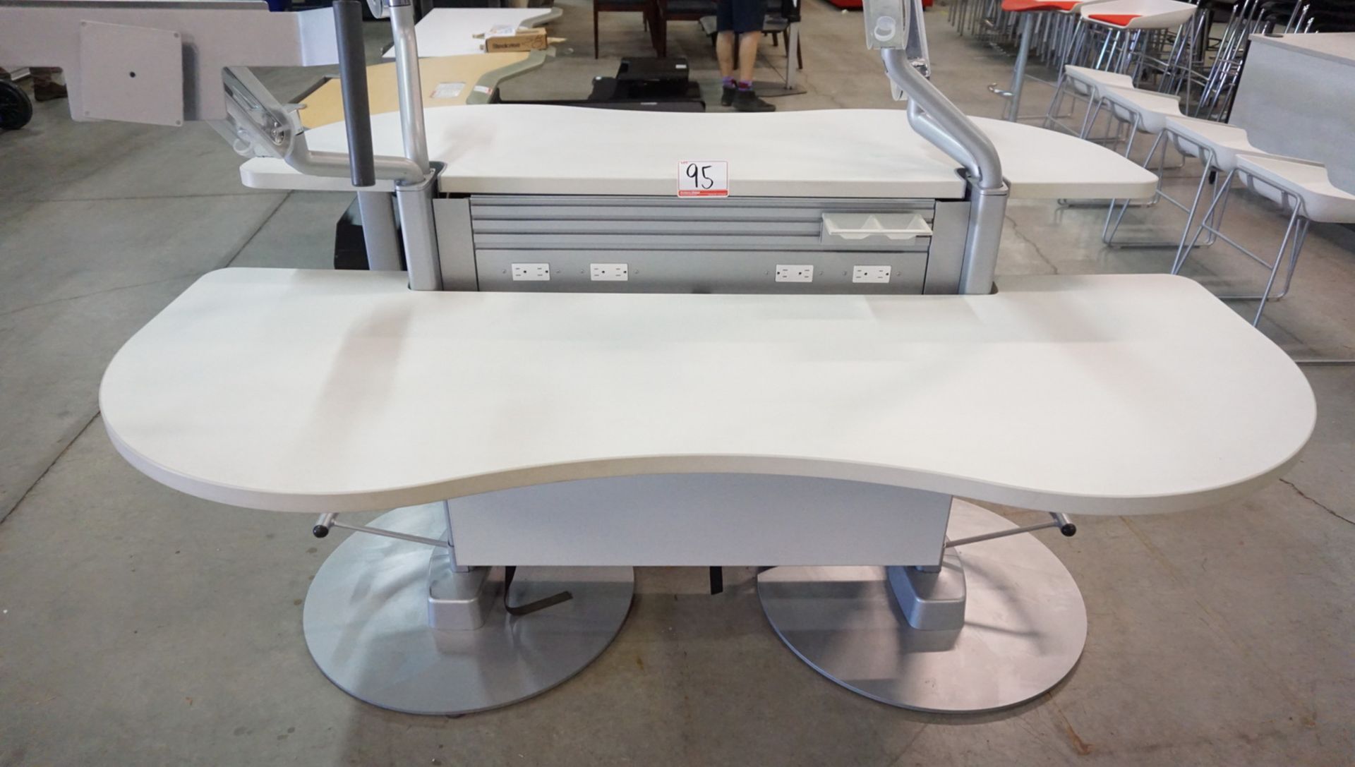 STEELCASE 2-SIDED HOSPITAL / HEALTHCARE WORK TABLE W/ 4-MONITOR ARMS