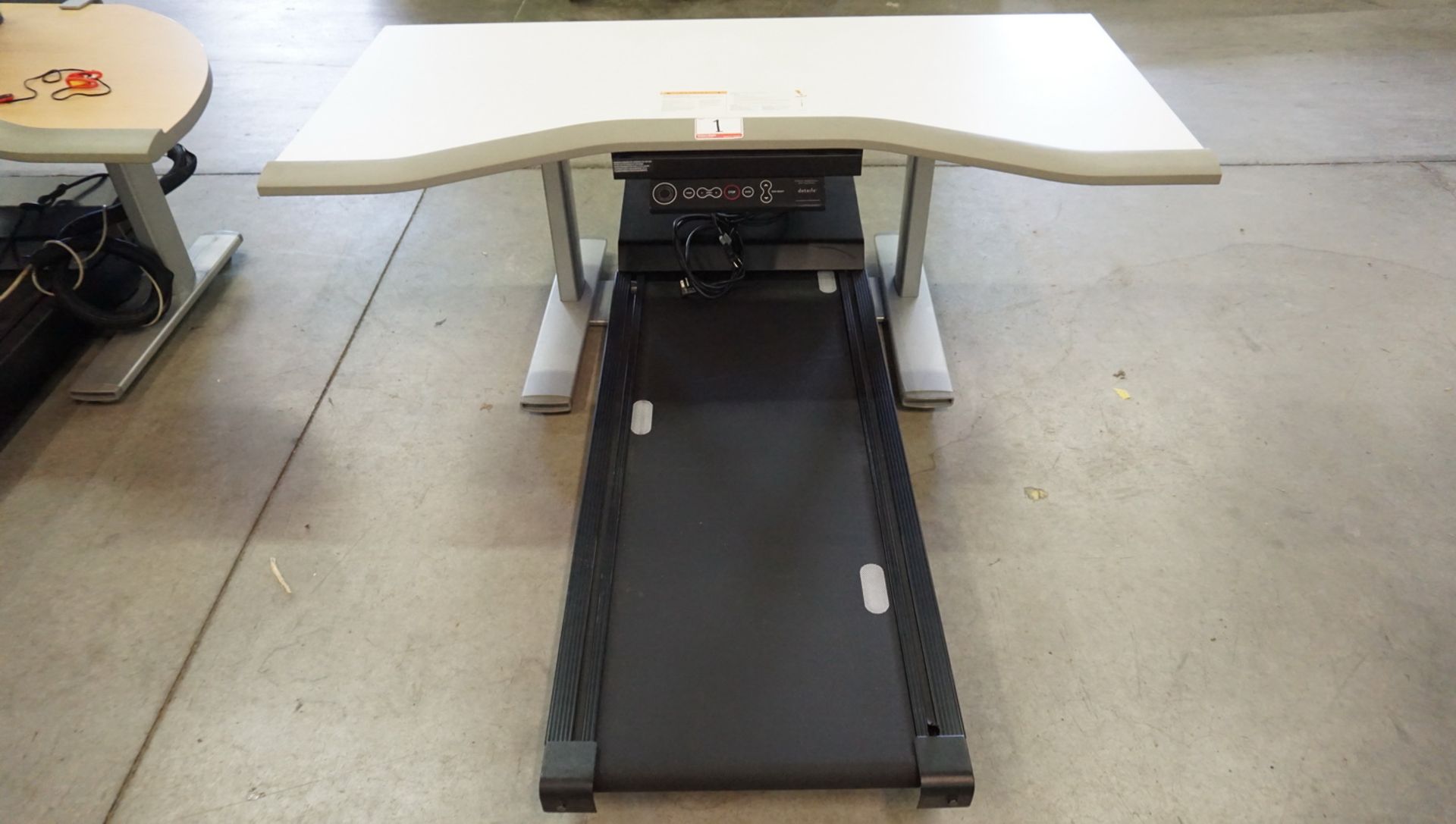 DETAILS FITWORK WALKSTATION DESK C/W TRUE FITNESS TREADMILL & POWERED HEIGHT ADJUSTABLE DESK