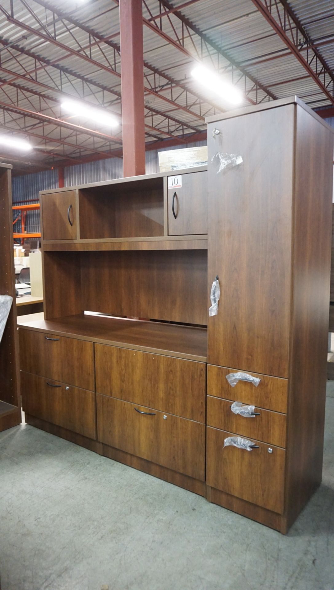 WALNUT OFFICE DESK SUITE W/ CABINETS - Image 2 of 2