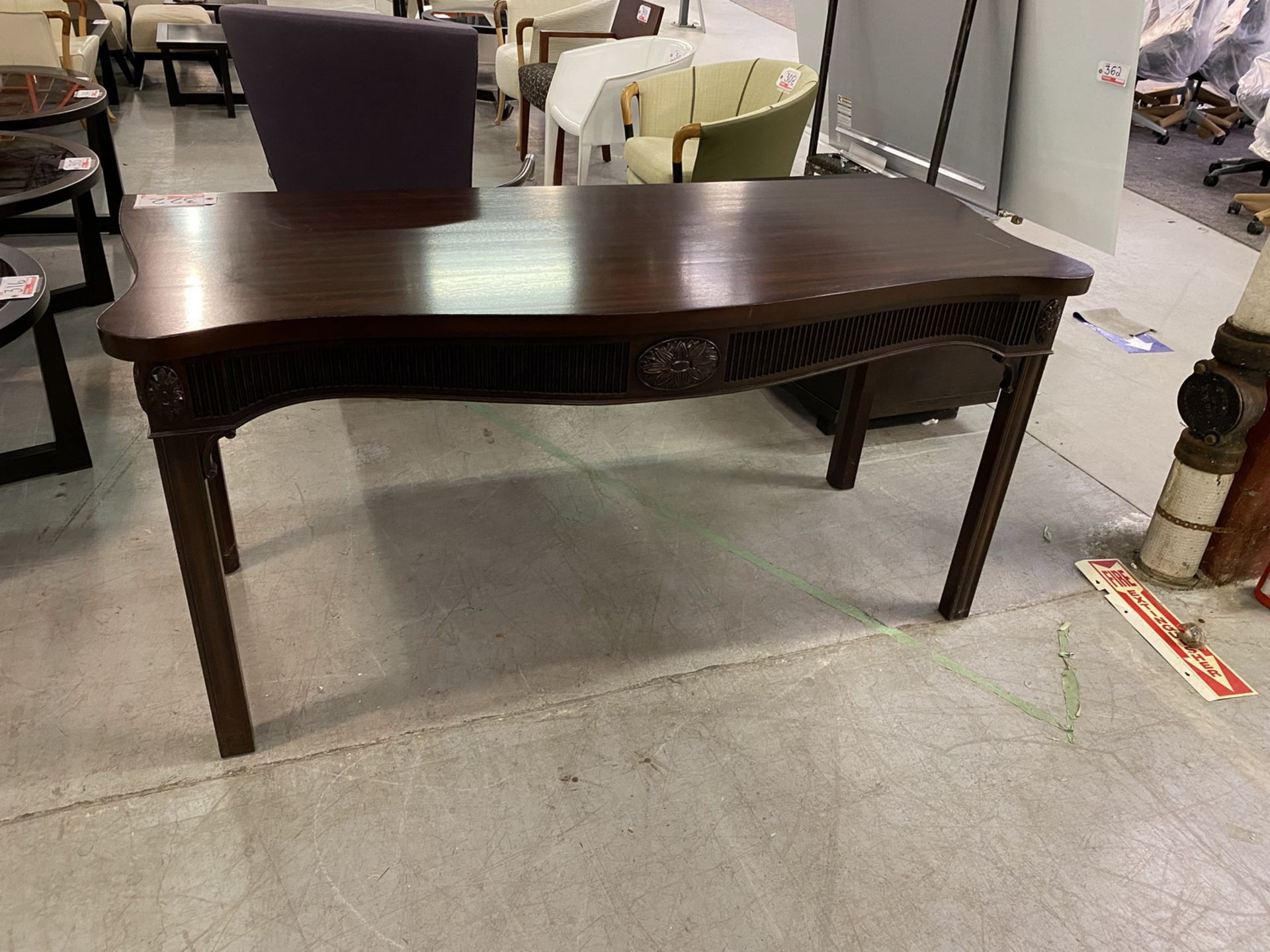 GIORGETTI MAHOGANY 26 X 64.5 X 32.5" TABLE (SCRATCHES ON TOP)