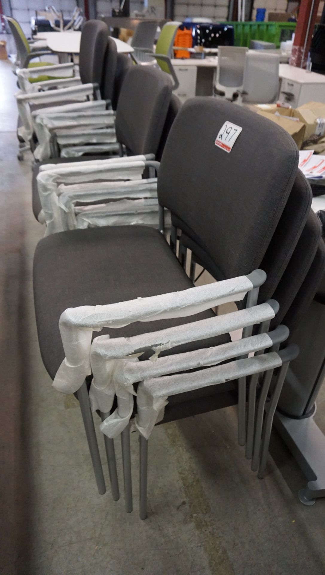 UNITS - STEELCASE GREY FAB & METAL 26"W SEAT HOSPITAL STACKING CHAIRS