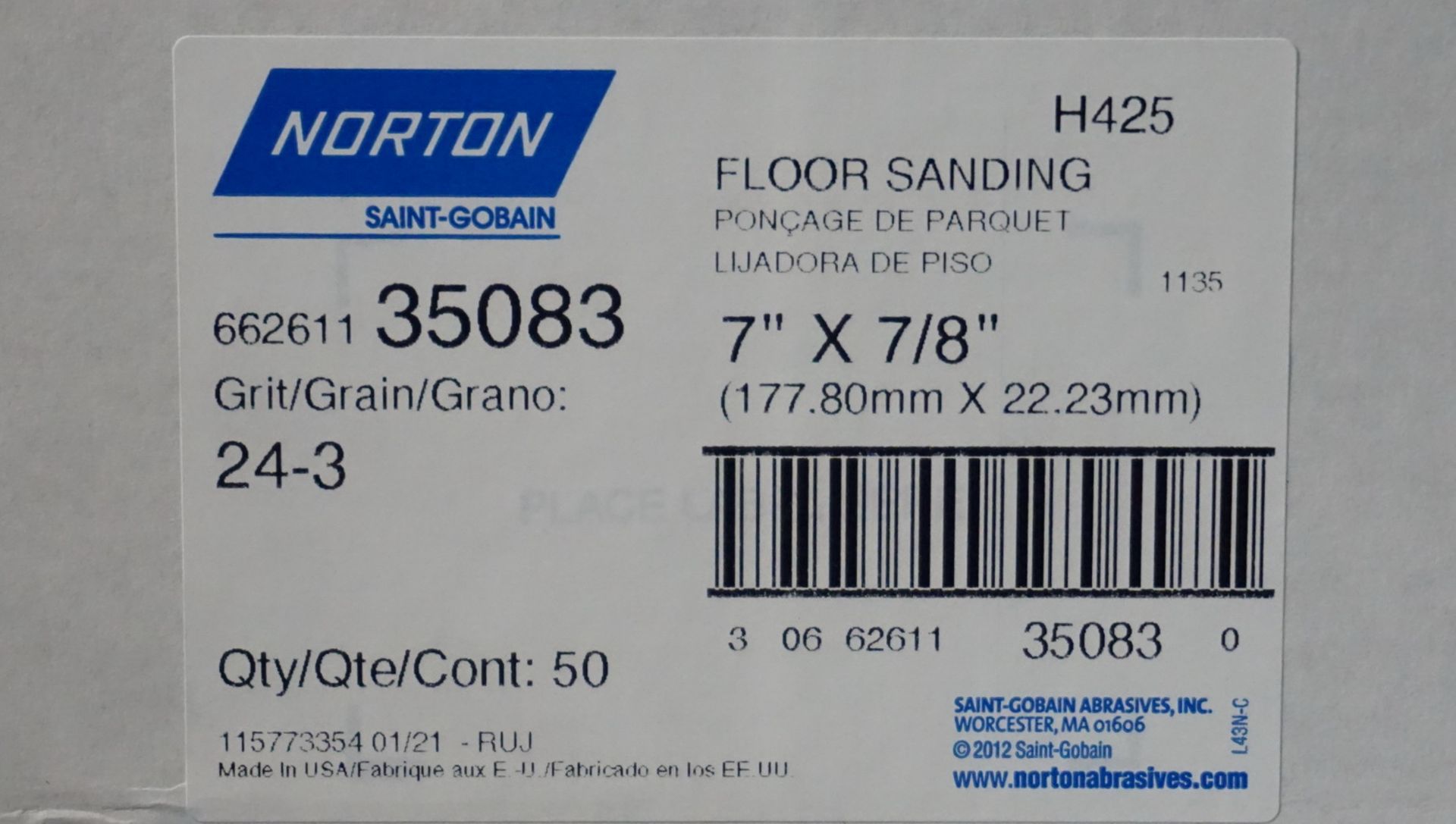 LOT - NORTON 7" X 7/8" 24-3 GRIT SANDING DISCS (210 DISCS) - Image 2 of 2