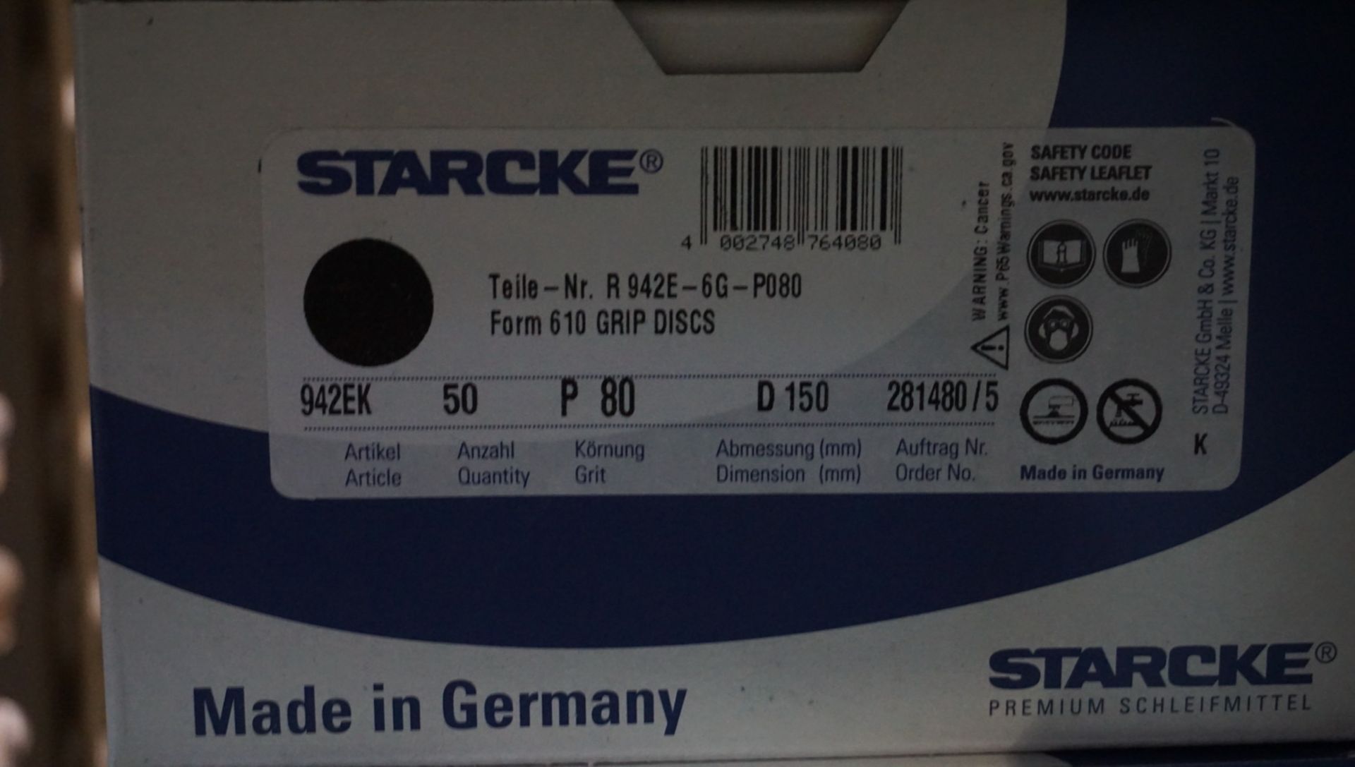 BOXES - STARCKE 6" DIA P80 GRIP DISCS (50 DISCS / BOX) - Image 2 of 3
