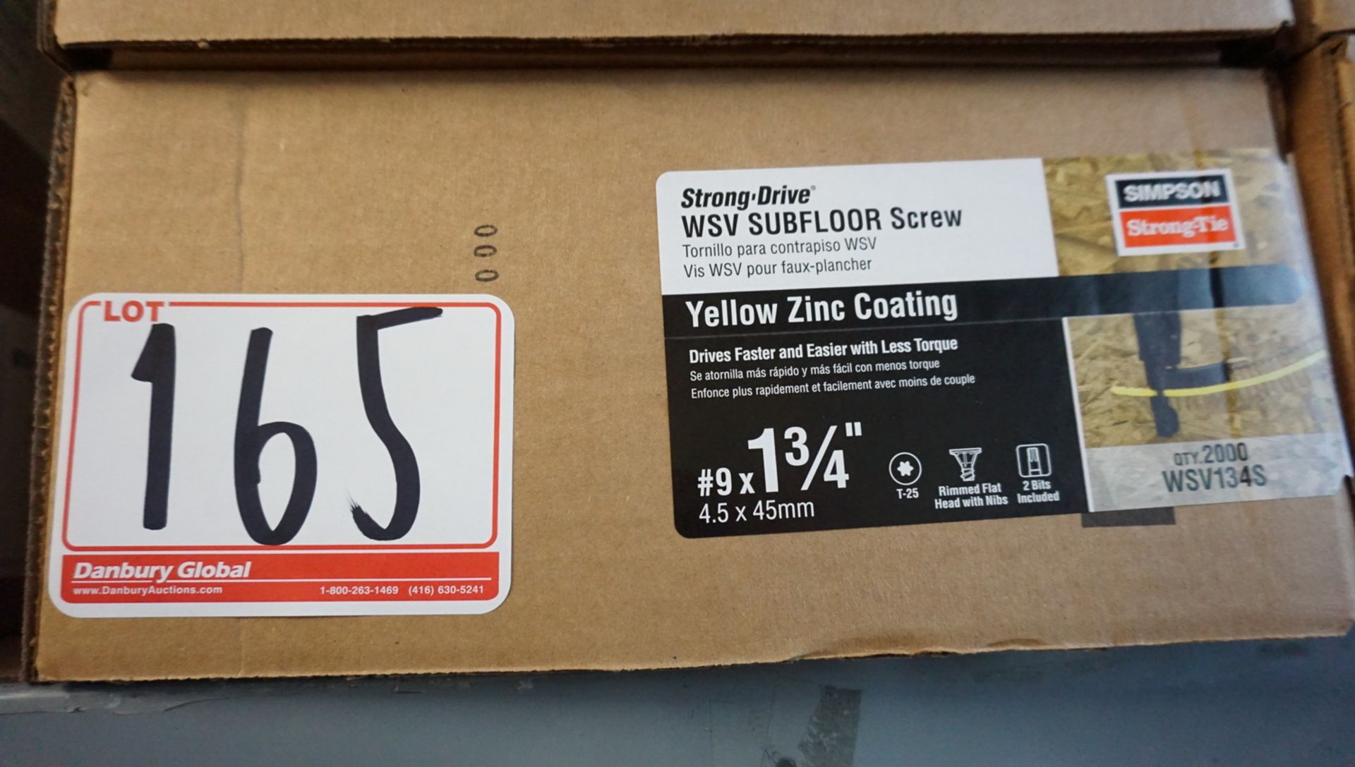 BOXES - SIMPSON STRONG-DRIVE 1.75" YELLOW ZINC WSV SUBFLOOR SCREW (2000 / BOX)