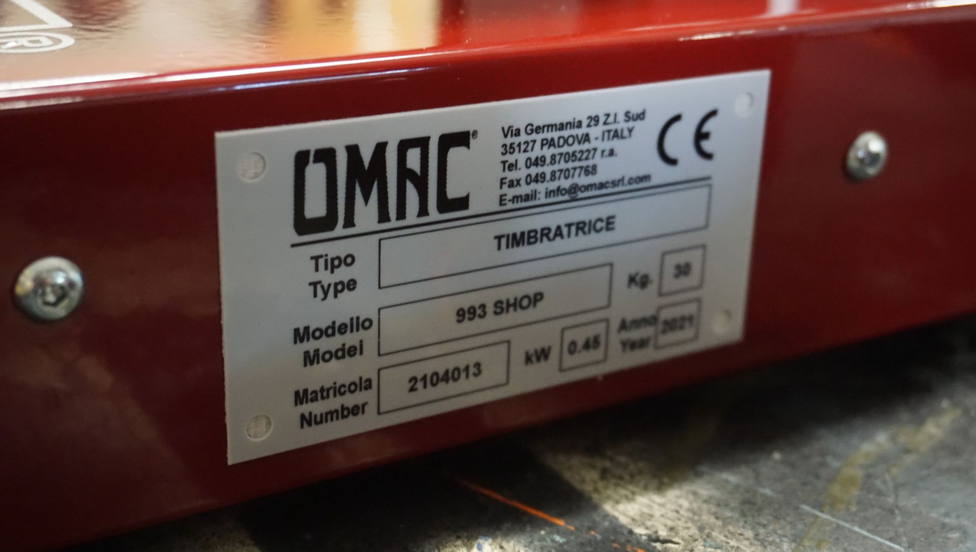 (NEW) OMAC TYPE TIMBATRICE 993 SHOP MANUAL STAMPING MACHINE, S/N 2104013 - Image 4 of 4