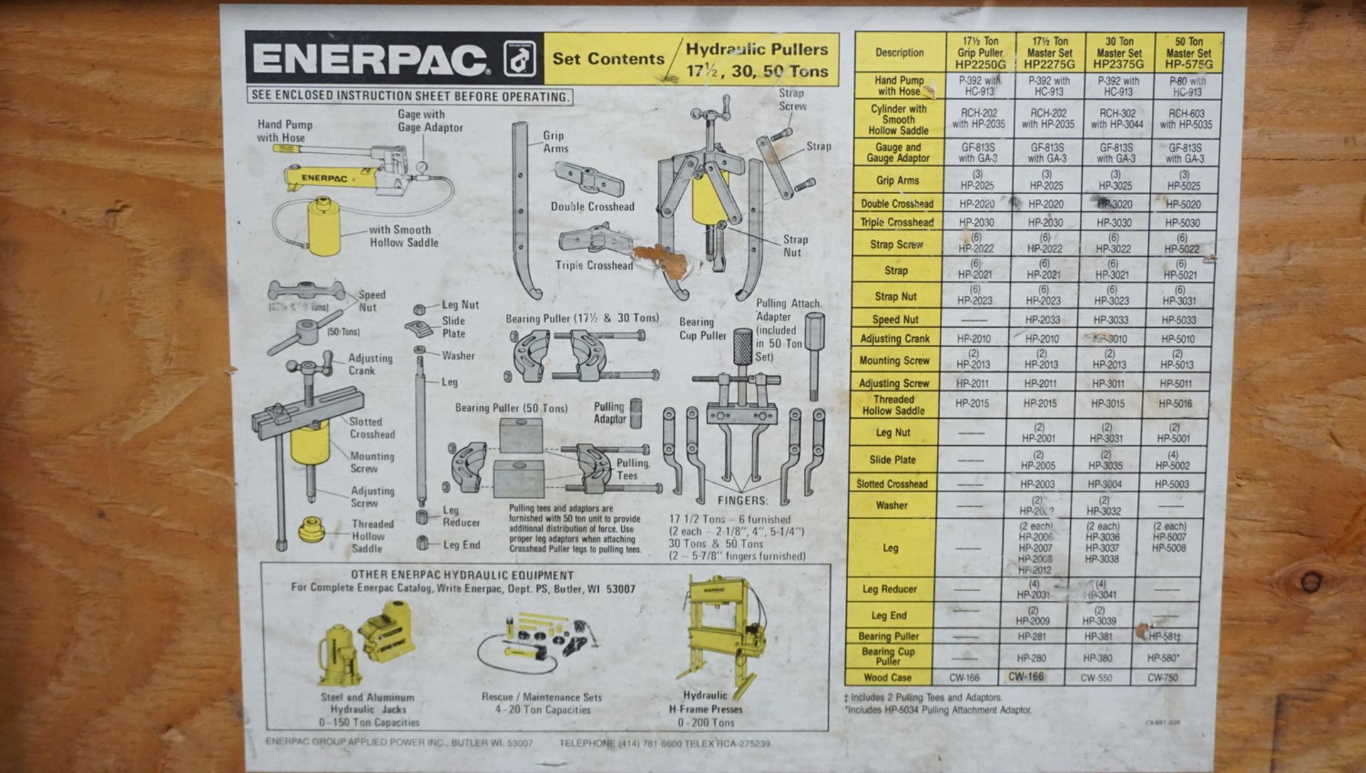 ENERPAC HYDRAULIC PULLER SET 17.5, 30, 50-TON - Image 5 of 5