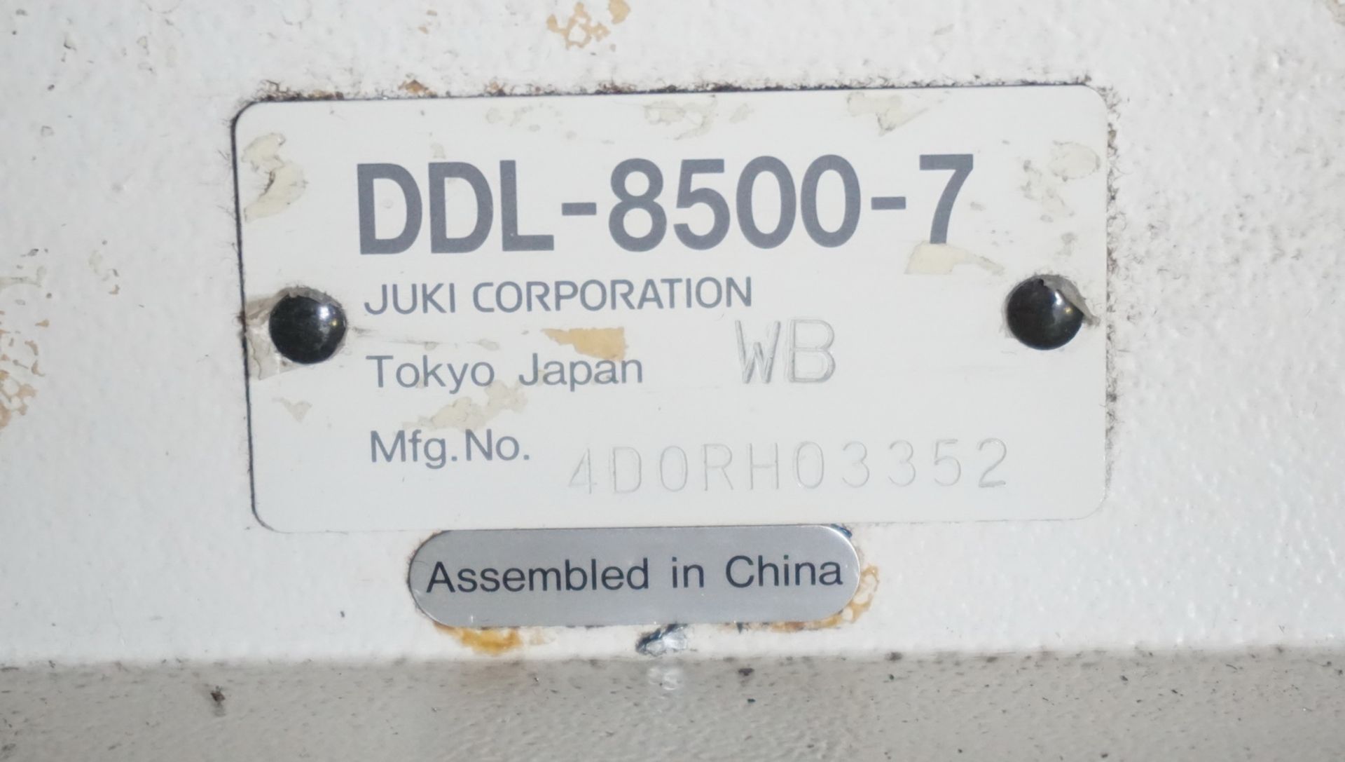 JUKI DDL-8500-7 LOCKSTITCH SINGLE NEEDLE MACHINE, S/N 4D0RH03352 (200-240V, 3PH) (LOCATED @ 101 - Image 6 of 6