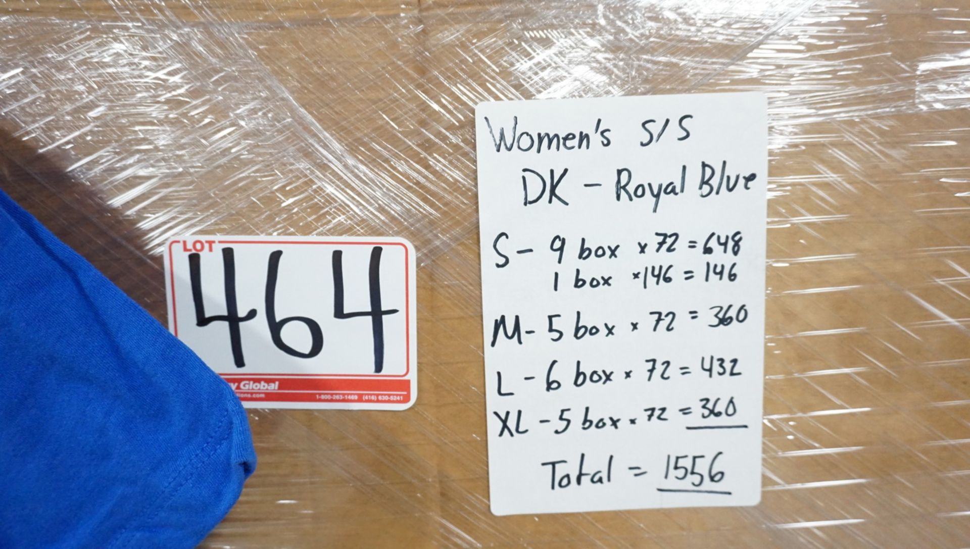 LOT - WOMENS ROYAL BLUE T-SHIRTS (S, M, L, & XL) (1,556 PCS TOTAL) - Image 2 of 3