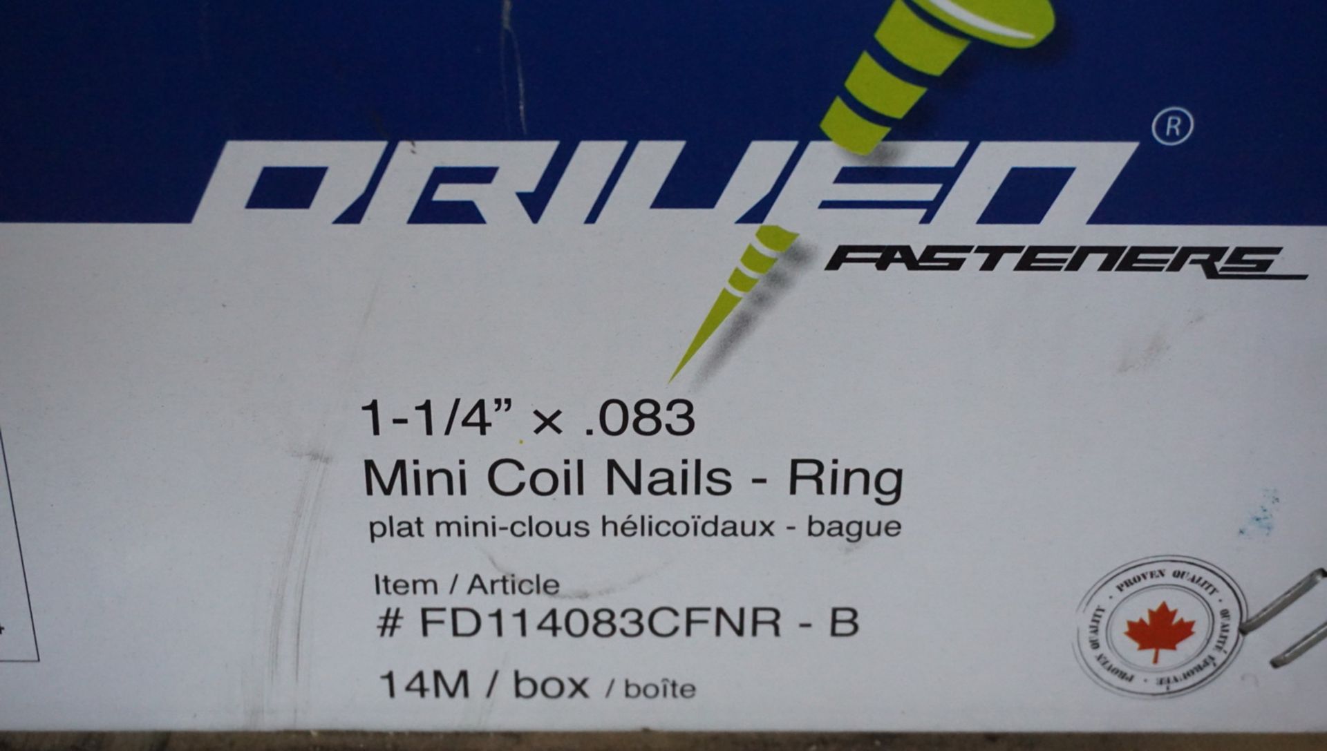 BOXES - DRIVEN FASTNERS 1-1/4" X 0.83 MINI COIL NAILS -RING (14,000 NAILS / BOX) - Image 2 of 2