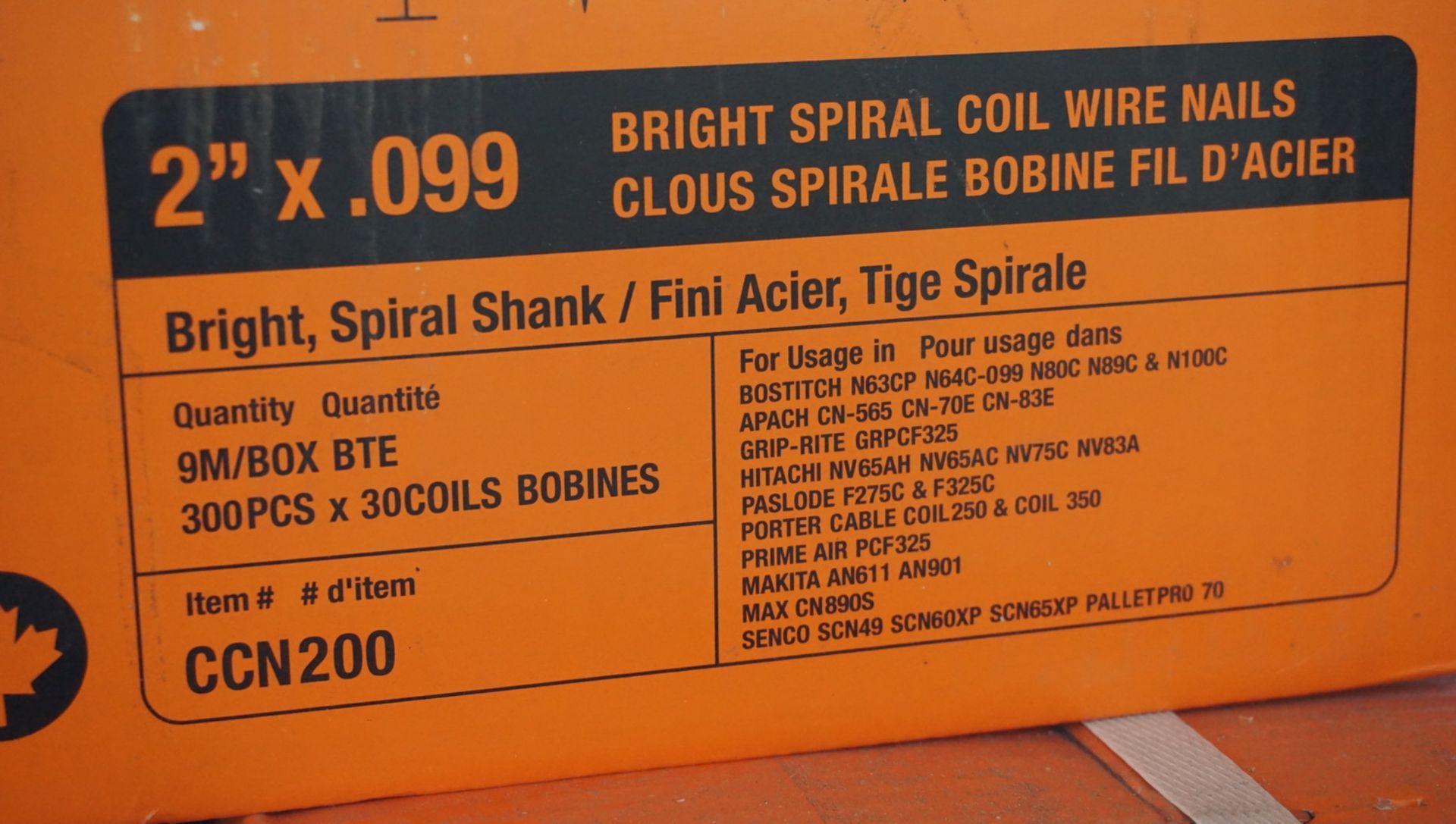 BOXES - CFPS CCN200 2" X .099 BRIGHT SPIRAL COIL WIRE NAILS (300 PCS / COIL) (30 COILS / BOX) - Image 2 of 2