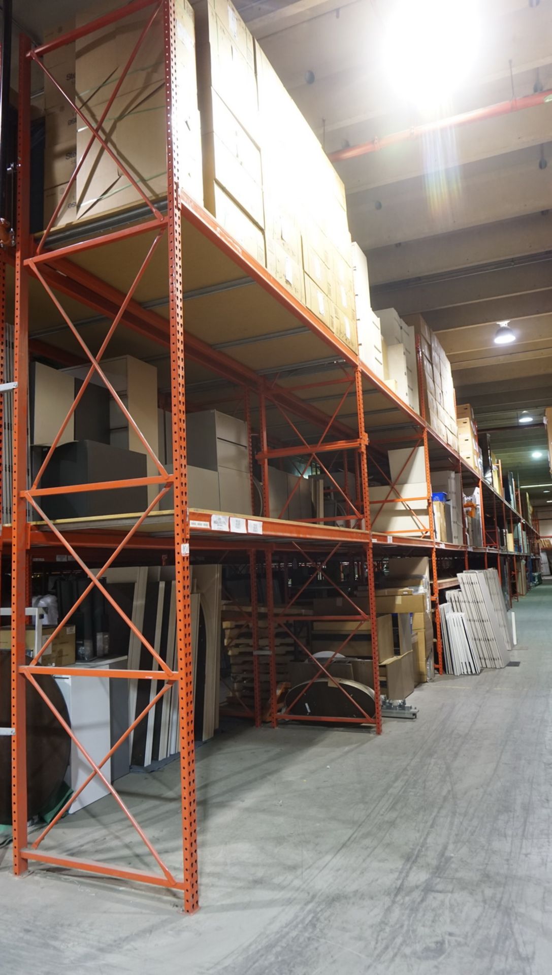 SECTIONS - ORANGE STEEL 4' X 12' X 18'H PALLET RACKING (80 STRINGERS TOTAL) (RIGGING FEE $40 / SECT