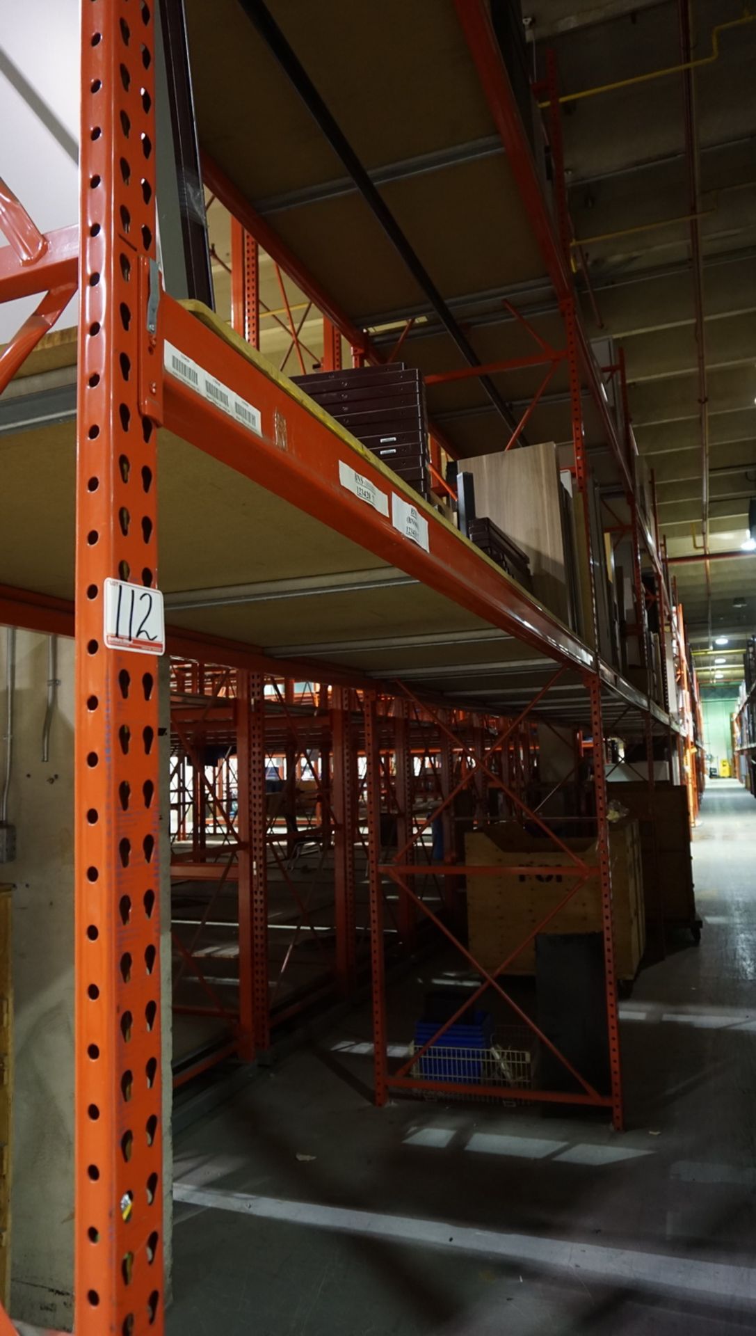 SECTIONS - ORANGE STEEL 4' X 12' X 18'H PALLET RACKING (68 STRINGERS TOTAL) (RIGGING FEE $40 / SECT - Image 2 of 2