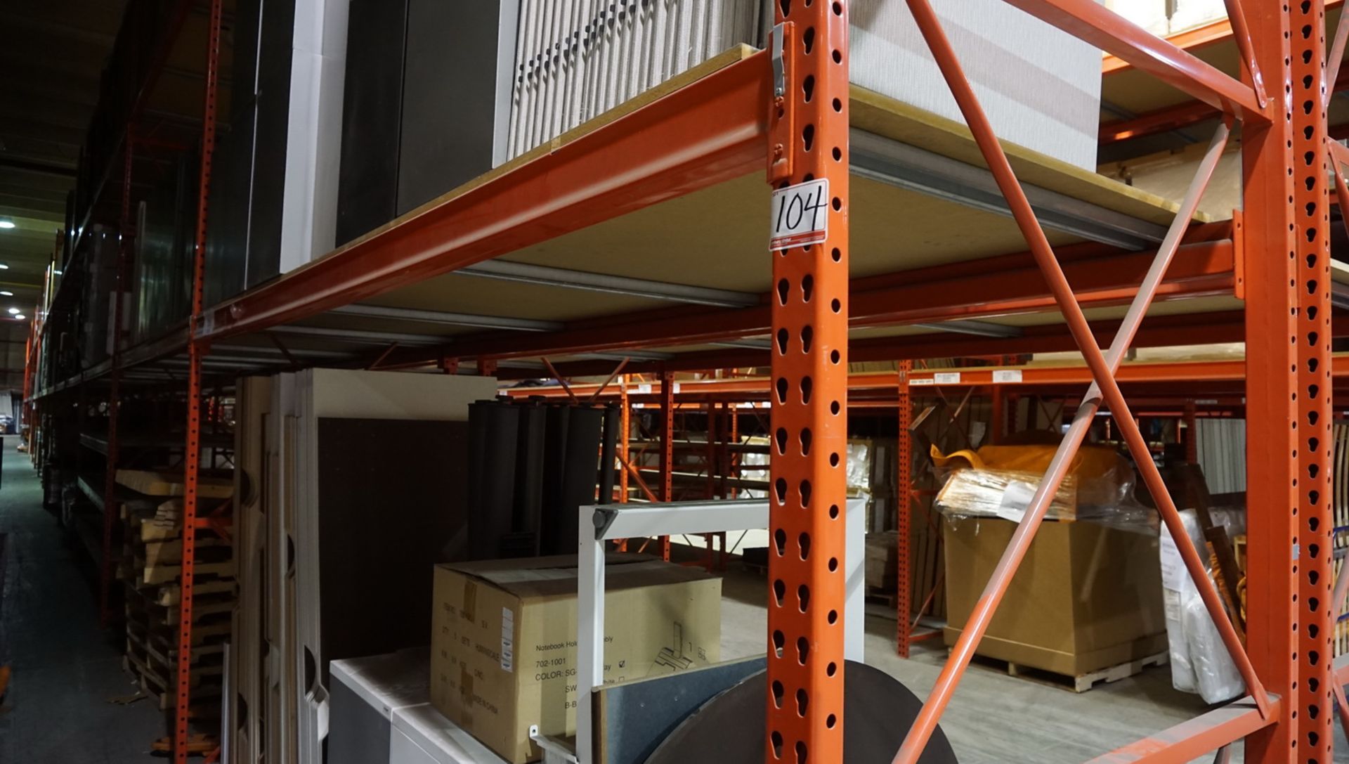 SECTIONS - ORANGE STEEL 4' X 12' X 18'H PALLET RACKING (80 STRINGERS TOTAL) (RIGGING FEE $40 / SECT - Image 2 of 2