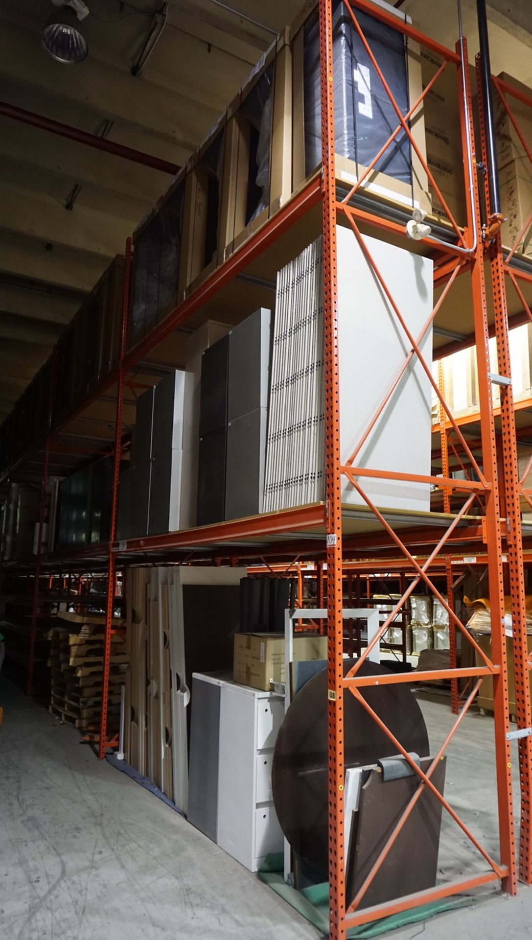 SECTIONS - ORANGE STEEL 4' X 12' X 18'H PALLET RACKING (80 STRINGERS TOTAL) (RIGGING FEE $40 / SECT