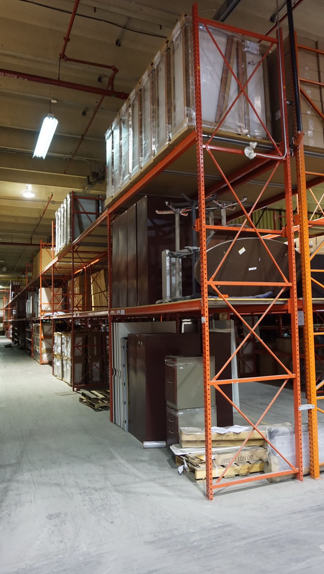SECTIONS - ORANGE STEEL 4' X 12' X 18'H PALLET RACKING (86 STRINGERS TOTAL) (RIGGING FEE $40 / SECT