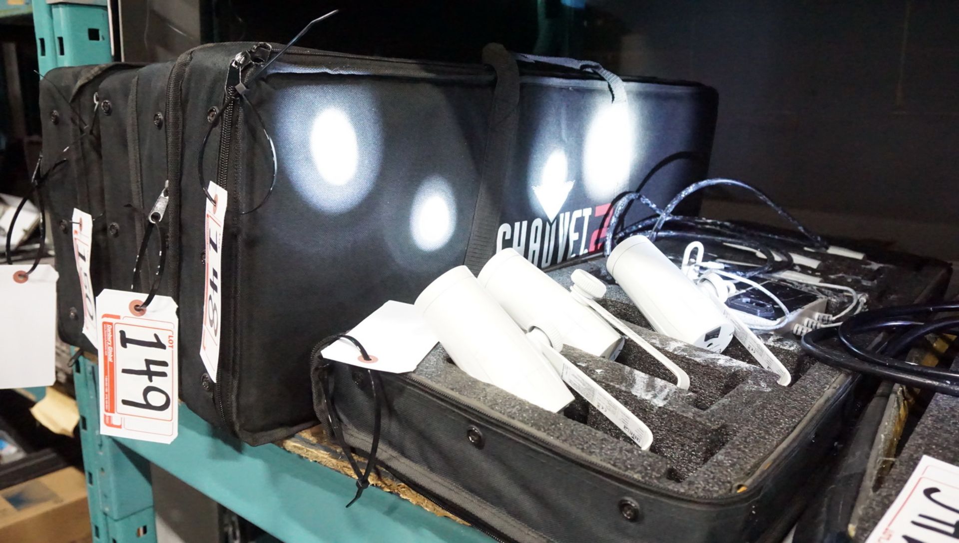 LOT - CHAUVET DJ EZPIN IRC WIRELESS BATTERY POWERED RECHARGEABLE LED PIN SPOT LIGHTS (6 UNITS)