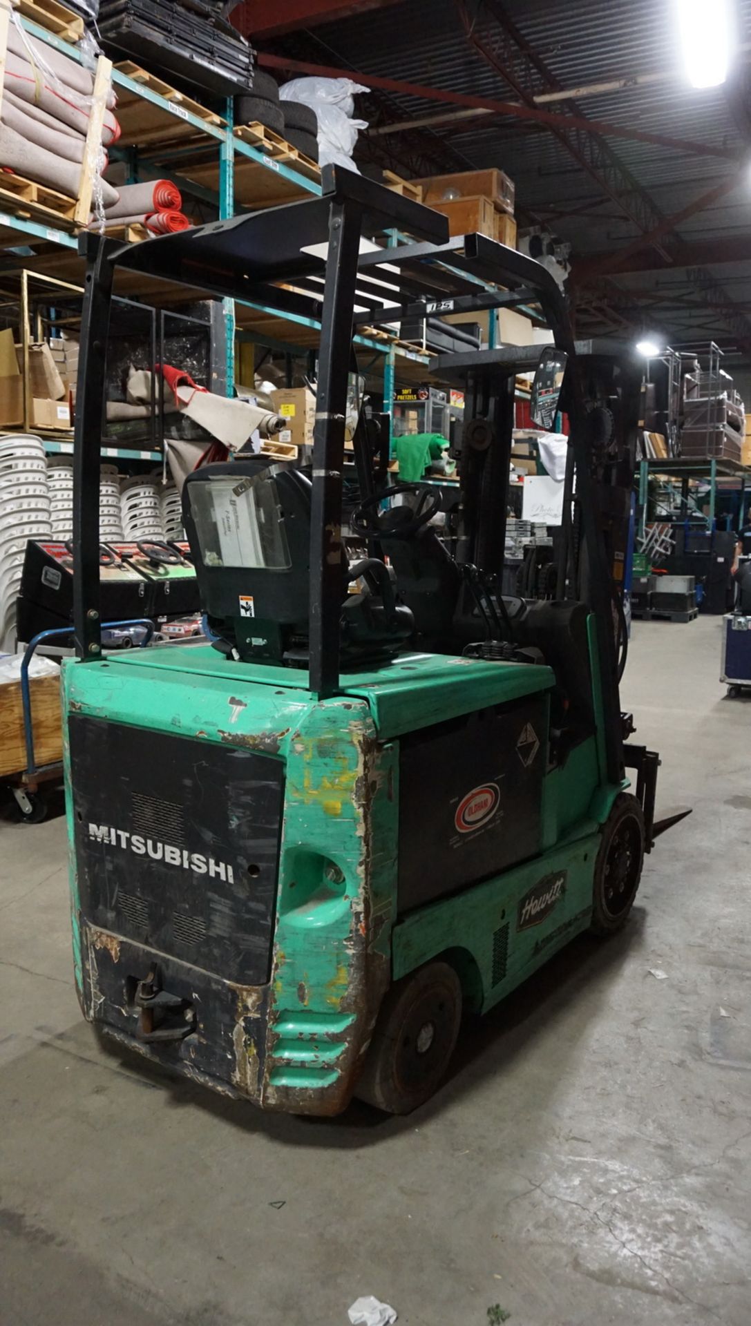 MITSUBISHI FBC25N2 4,500LBS CAP ELECTRIC FORKLIFT W/ 3-STAGE MAST, 188” LIFT, & SIDE SHIFT, S/N - Image 4 of 11