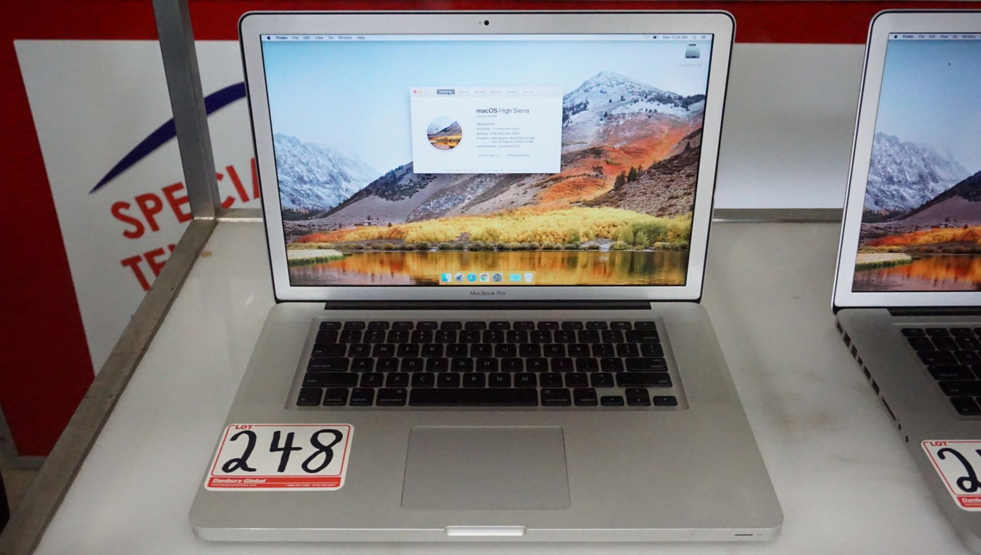 APPLE MACBOOK PRO LAPTOP C/W INTEL CORE I7 2.2GHZ CPU, 8GB RAM, 250GB SSD