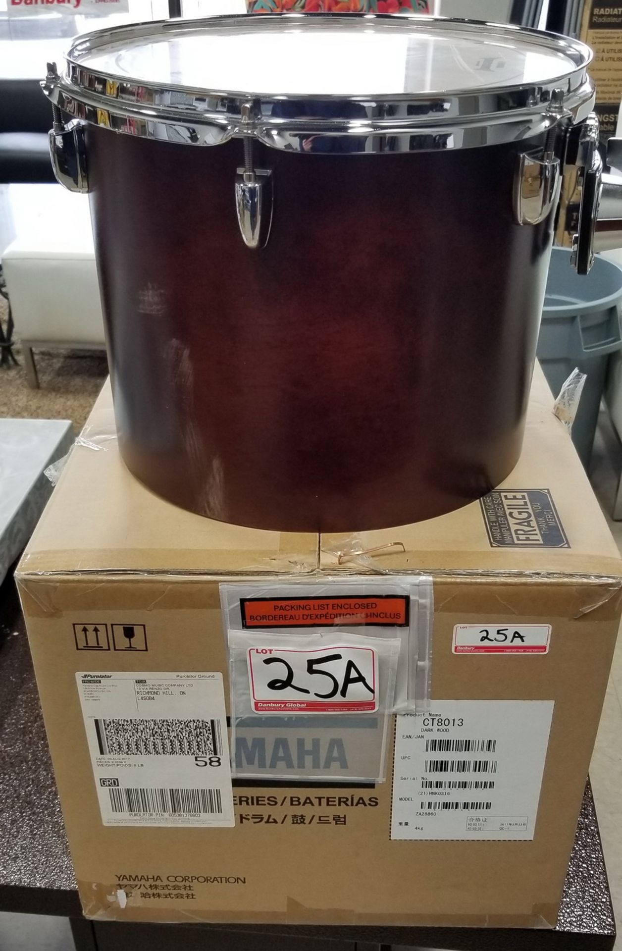 YAMAHA CT8013 DARK WOOD CONCERT TOM DRUM (IN BOX)