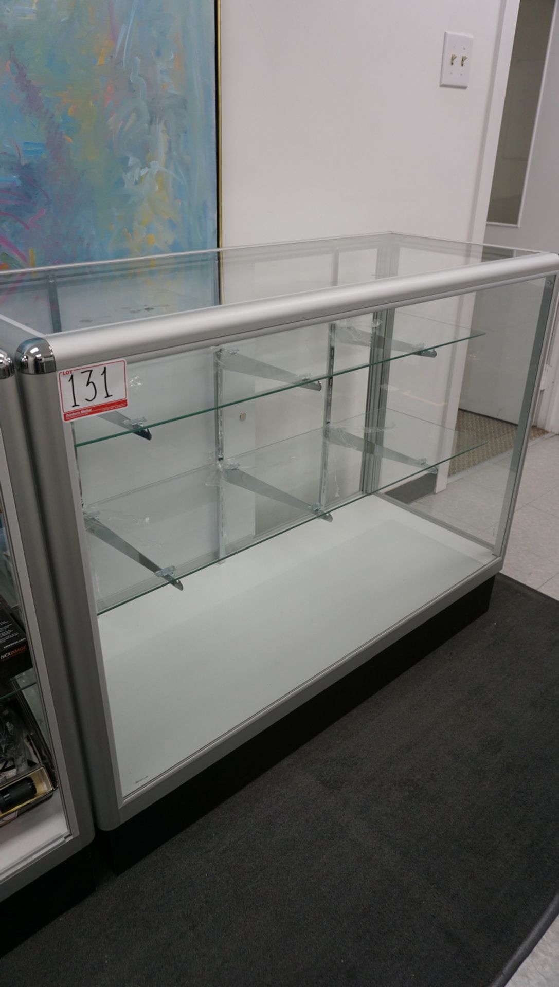 ALUMINUM FRAME & GLASS RETAIL DISPLAY SHOWCASE CABINET - 48"W X 20"D X 38.5"H (DELAYED PICKUP -