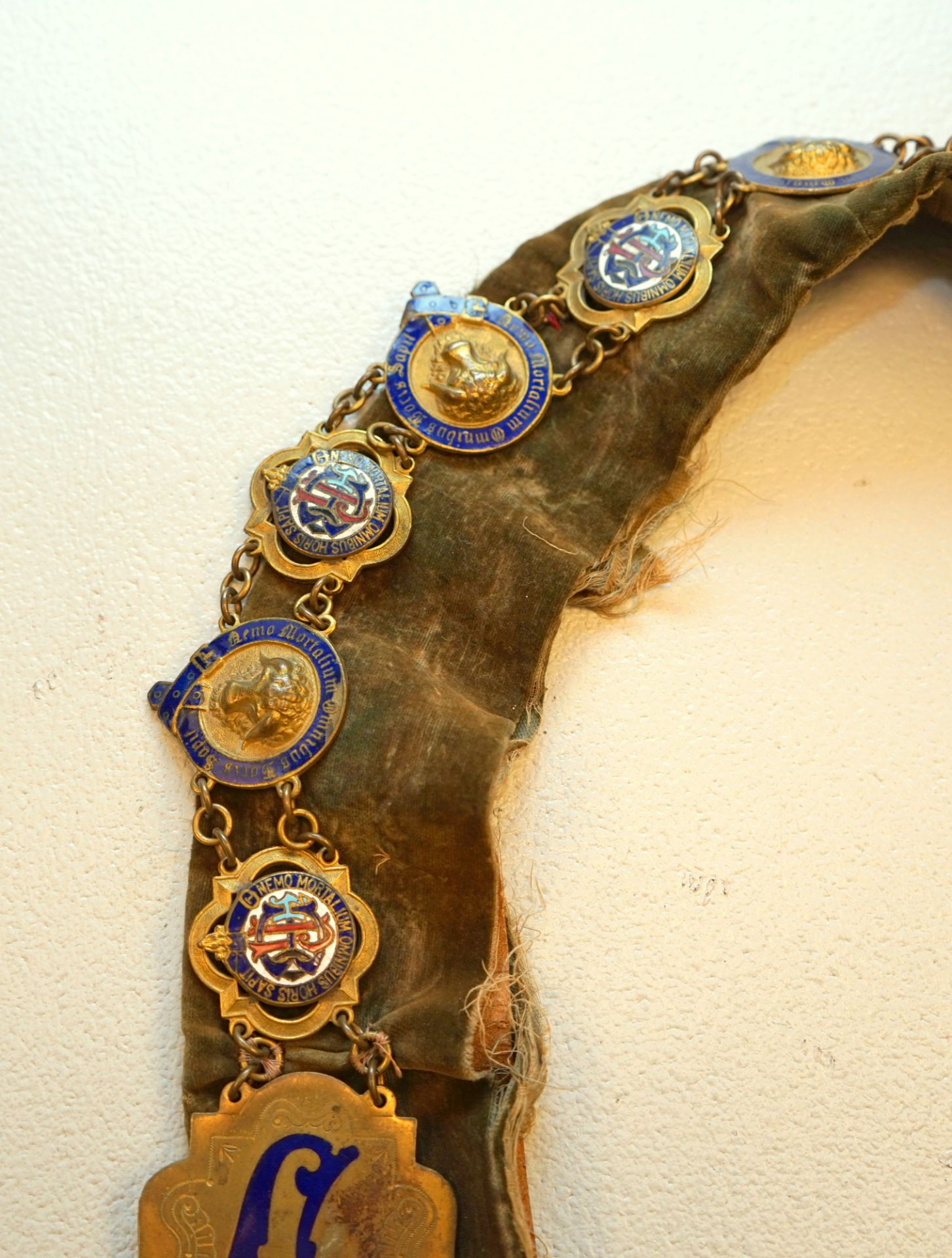 Logenkette des Royal Antediluvian Order of Buffaloes, 19. Jhd.,lange breite Stoffkette besetzt mit - Image 3 of 4
