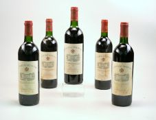 Fünf Flaschen Chateau Peyreau, Saint-Emilion Grand Cru, 1995,Rotwein, Comtes de Neipperg, Füllstände