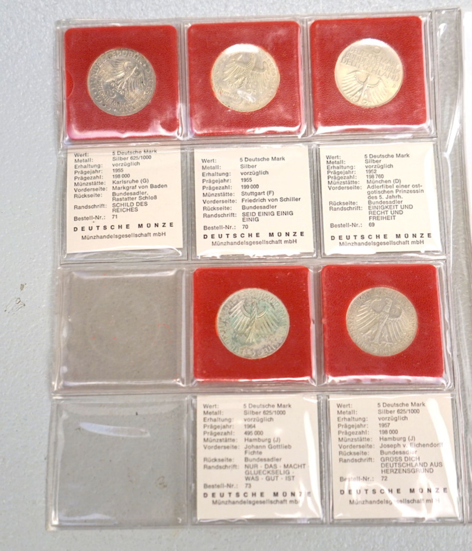 alle seltenen Fünf 5 Deutsche Mark Gedenkmünzen, Germanisches Nationalmuseum 52 und ff. 5 Stck