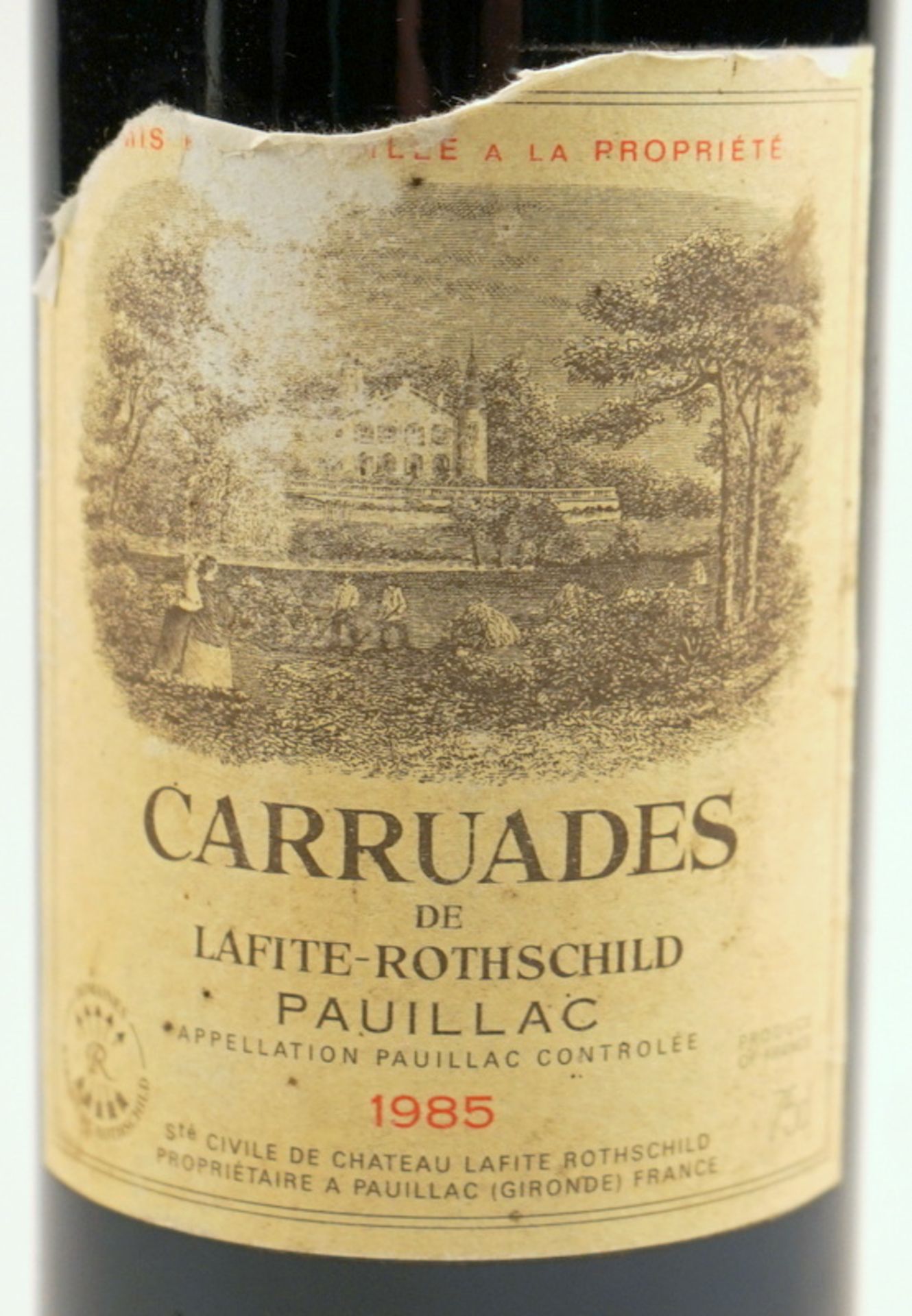Carruades de Lafite-Rothschild, Paulliac, 1985,eine Flasche, Etikett besch., Füllstand -2cm.,, - Bild 3 aus 3